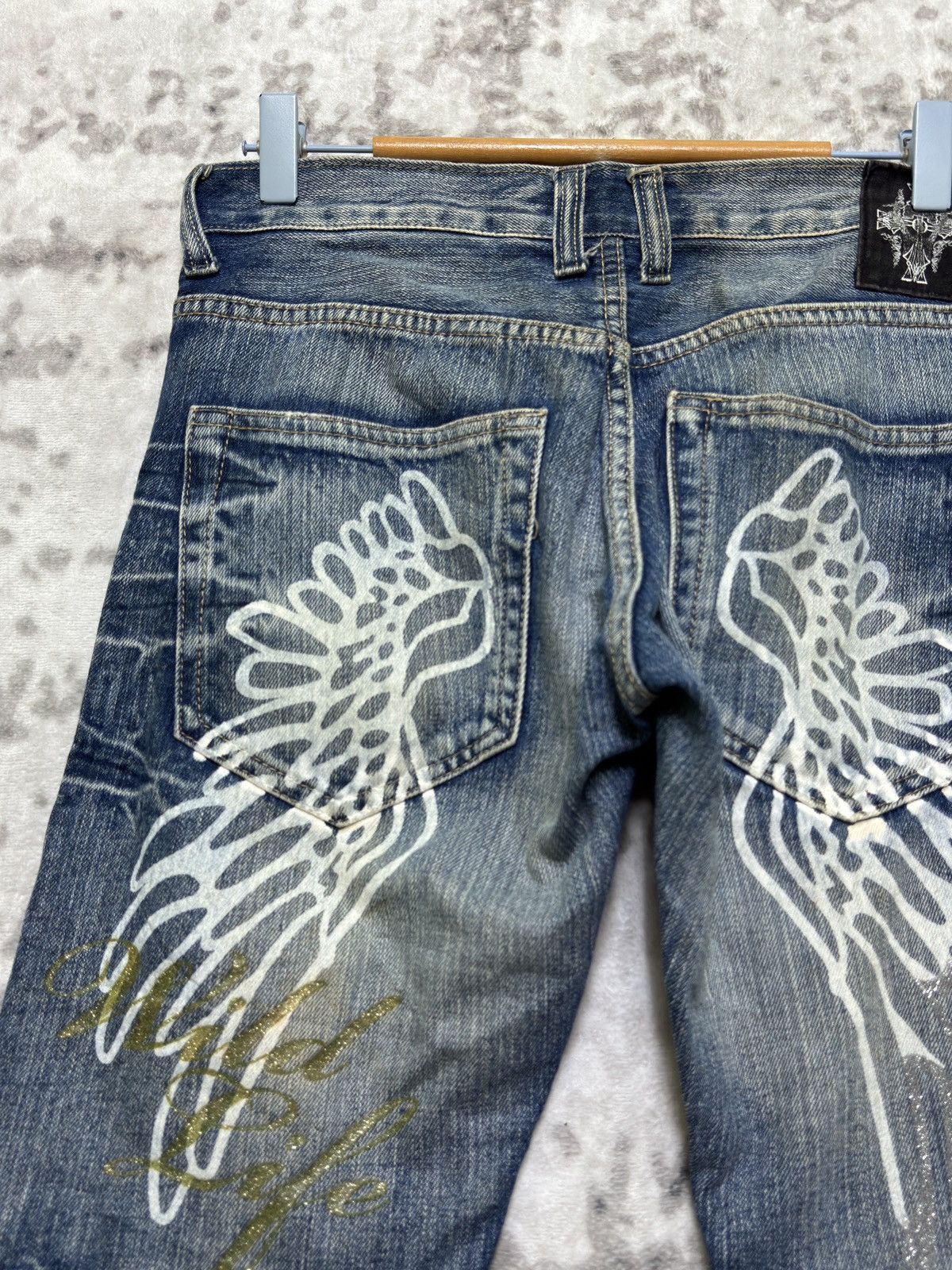 Vintage Vintage Wild Life Angel Wing Flared Y2K Denim Jeans Size US 29 - 10 Thumbnail