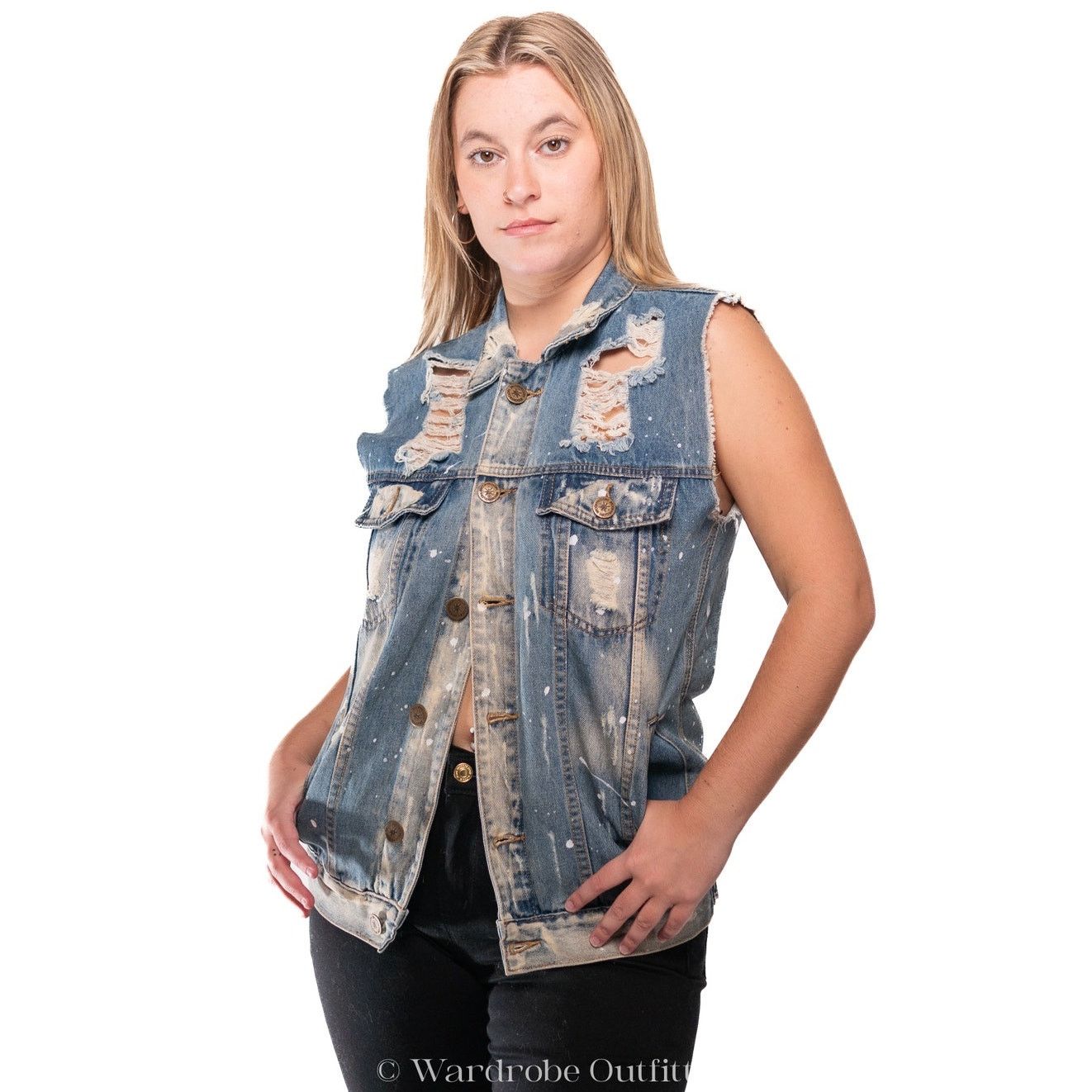 Brooklyn Cloth Distressed Thrashed Acid Bleached Brooklyn Cloth Denim Vest Size L / US 10 / IT 46 - 4 Thumbnail