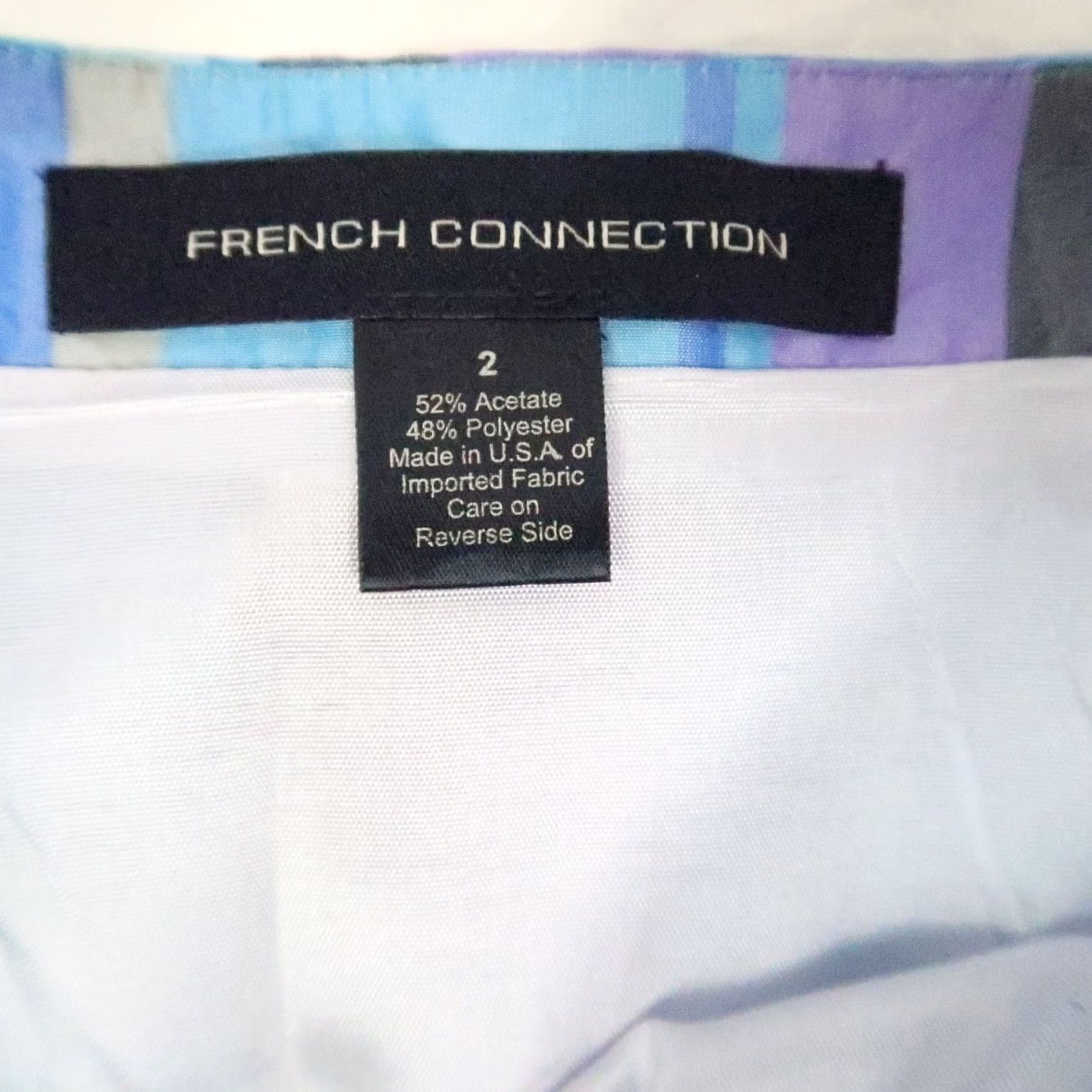 French Connection VINTAGE French Connection Skirt Midi Pencil Striped Blue High Rise 90s Womens Size 2 Size 26" / US 2 / IT 38 - 4 Thumbnail