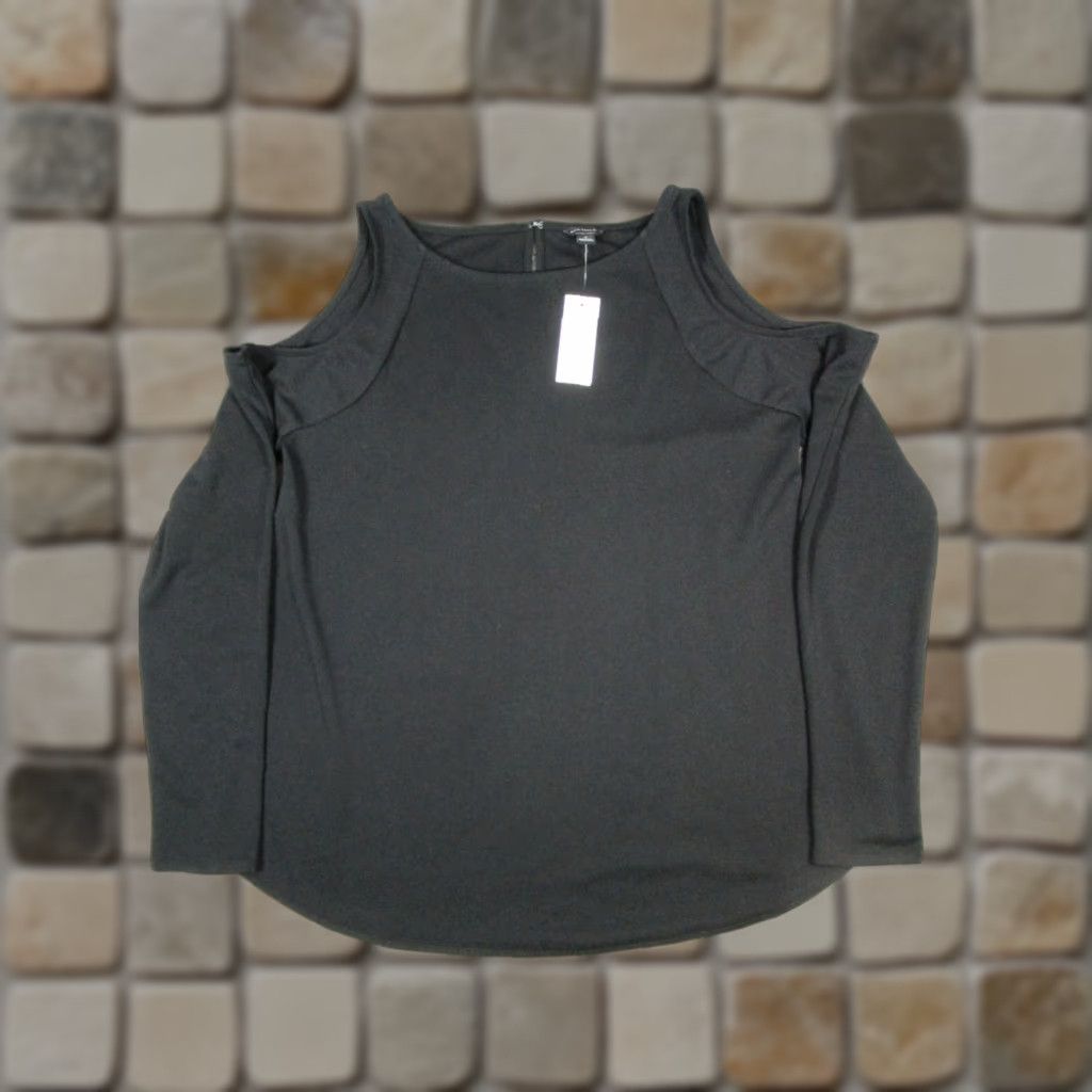 Ann Taylor VINTAGE Ann Taylor Top Womens Small Black Cold Shoulder Blouse New Size S / US 4 / IT 40 - 1 Thumbnail