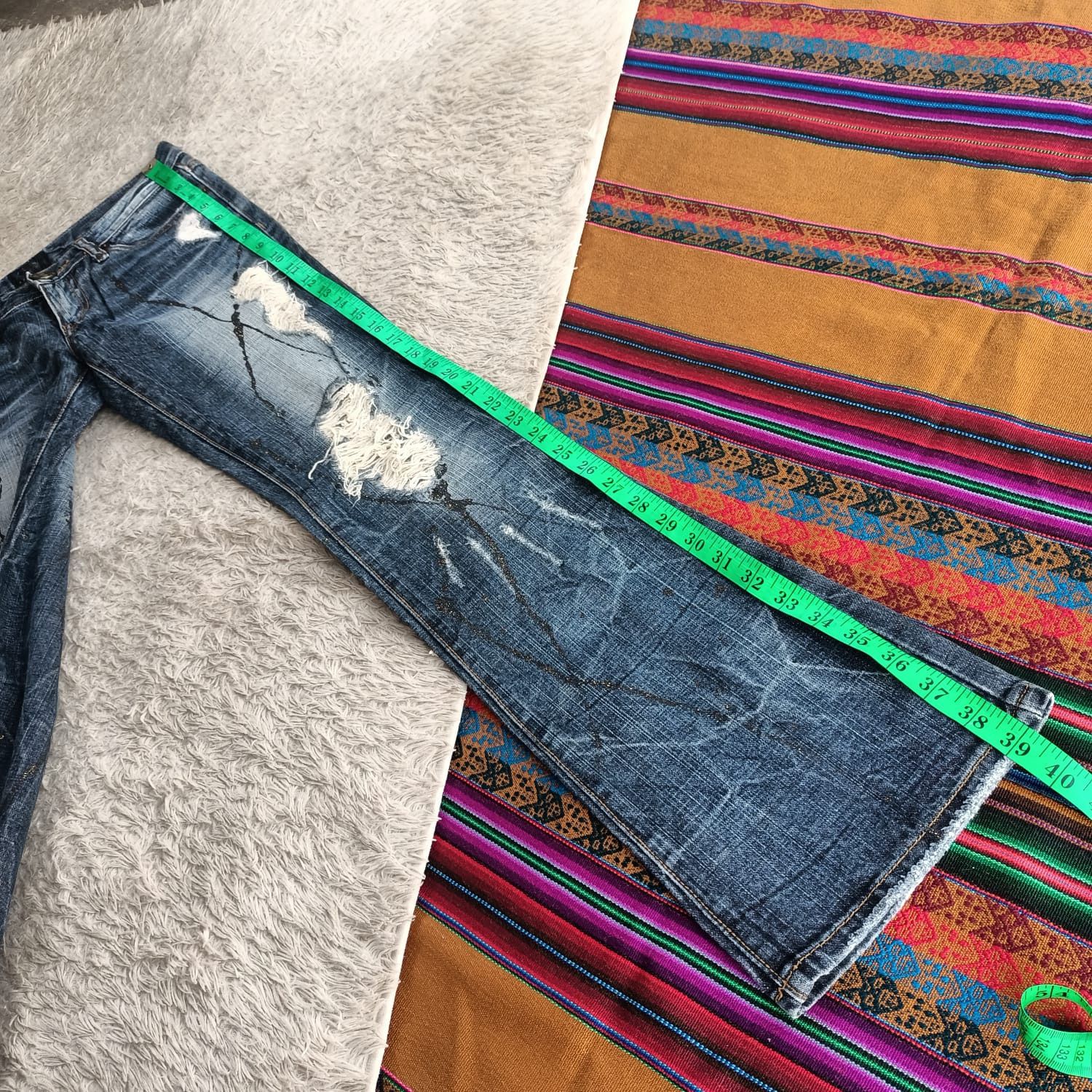 GOSTAR DE FUGA × Japanese Brand BB67J splatter paint flare denim Size US 31 - 15 Thumbnail