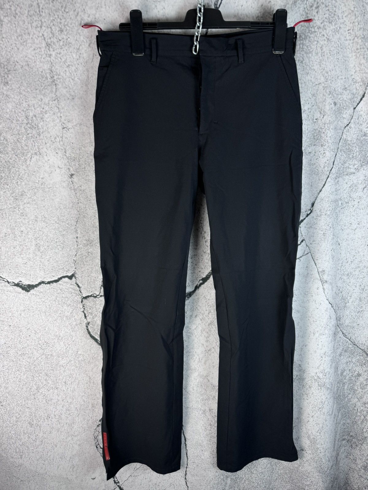 image of Prada Red Tab Nylon Casual Pants (50) in Black, Men's (Size 34)