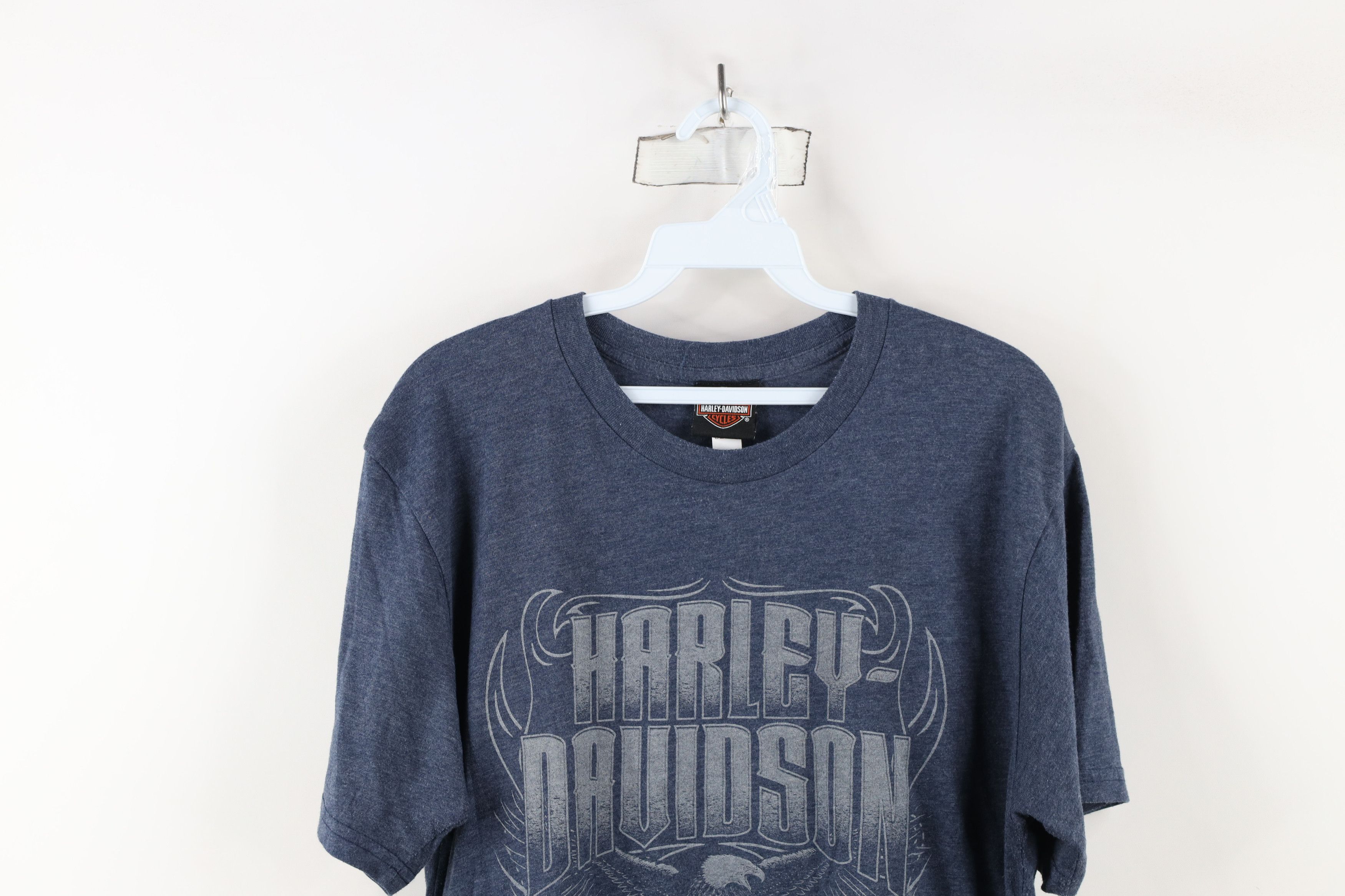 Harley Davidson × Vintage Y2K Harley Davidson Tribal Eagle Fire Flames T-Shirt Blue Size US L / EU 52-54 / 3 - 2 Thumbnail