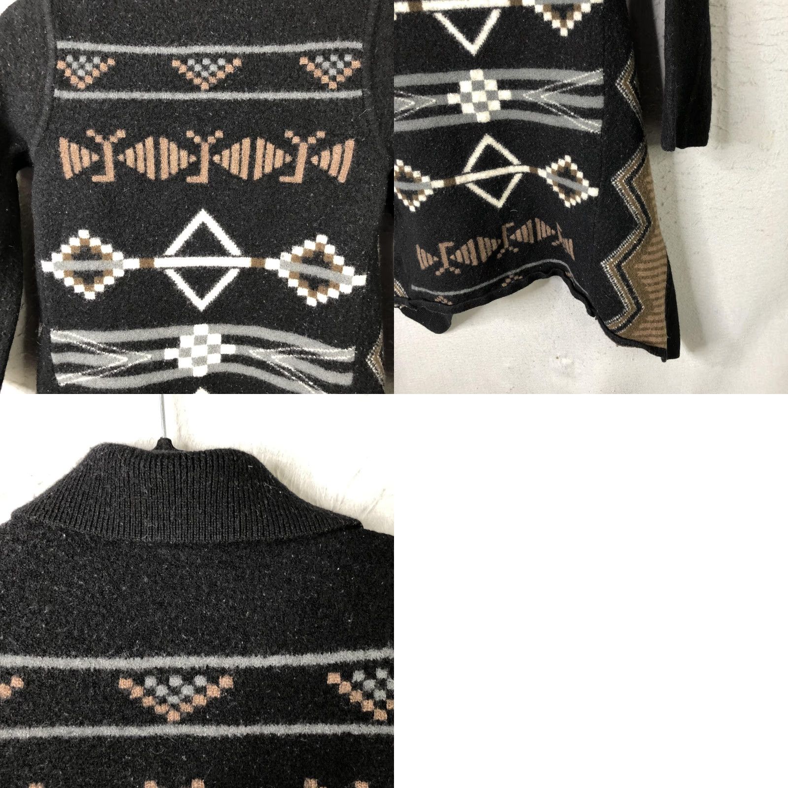 Vintage VINTAGE Tribal Cardigan Sweater Womens Small Black Wool Open Front Aztec Tribal Size S / US 4 / IT 40 - 11 Thumbnail