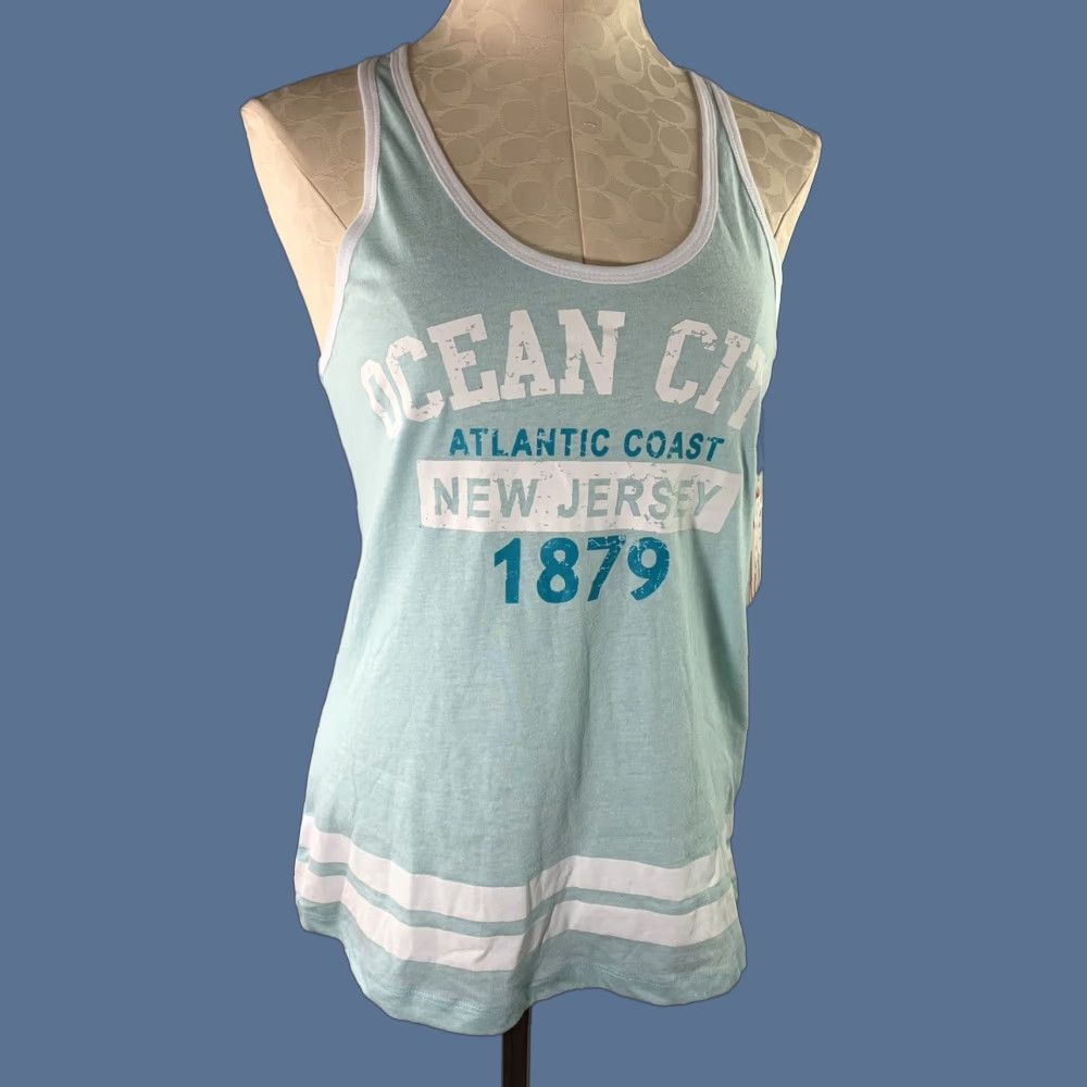 Vintage Exist Women's Tank Large Seablue Aqua Ocean City NJ Atlantic Coast New Size L / US 10 / IT 46 - 1 Thumbnail
