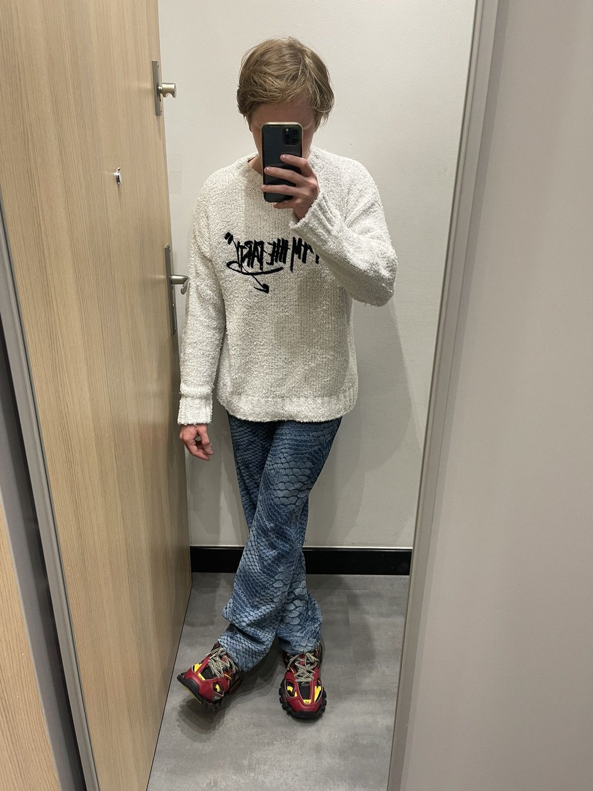 Maison Margiela !DS! SS22 Maison Margiela SnakeSkin Blue Pattern Denim Pants Size US 34 / EU 50 - 4 Thumbnail