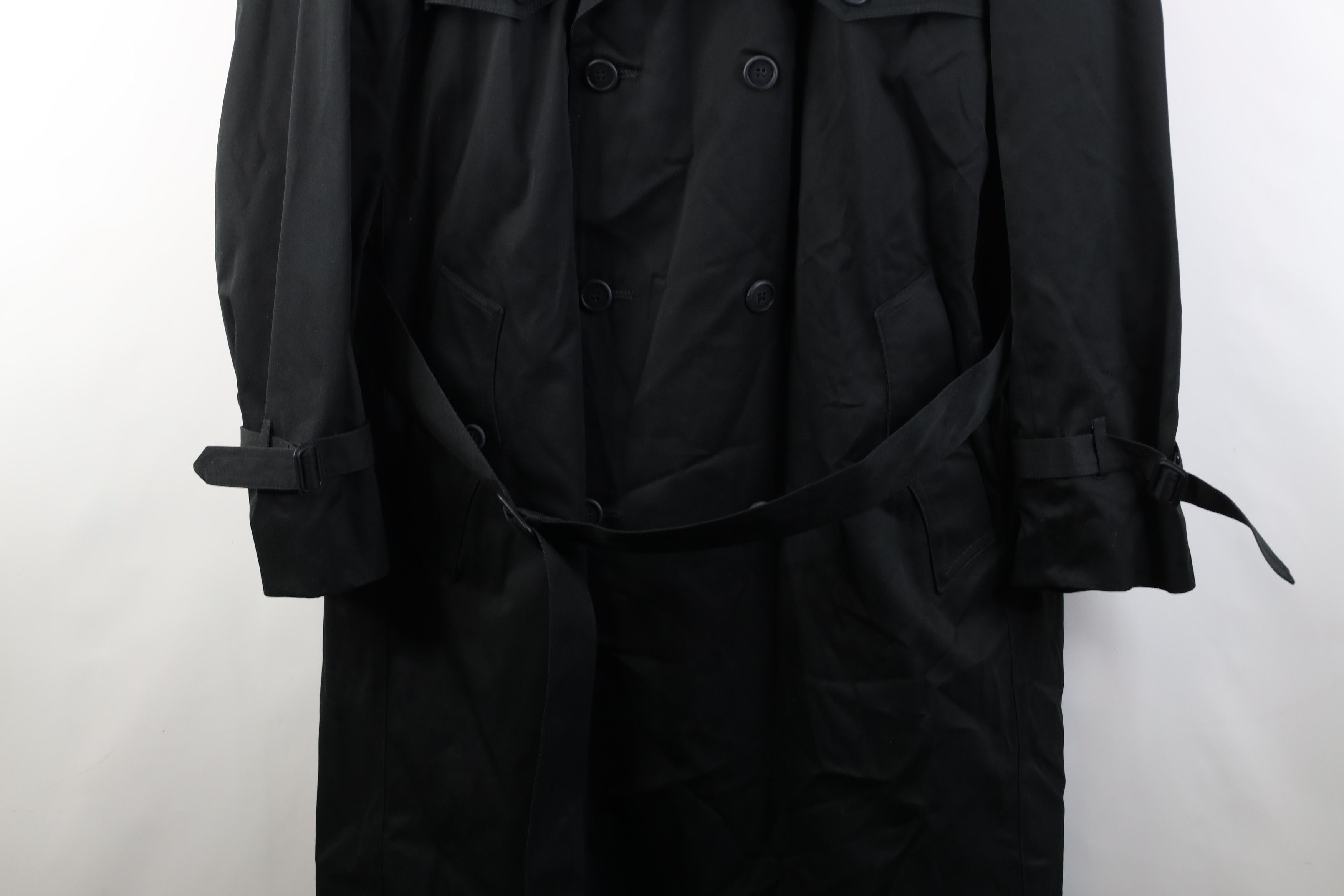 Vintage Vintage 90s Streetwear Lined Belted Trench Coat Jacket Black Size US XXL / EU 58 / 5 - 3 Thumbnail