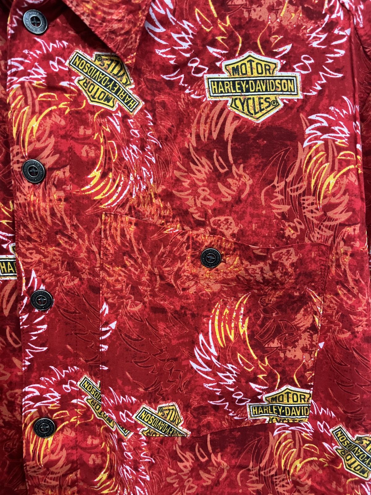 Harley Davidson Vintage Harley Davidson Flame Hawaiian 100% Rayon Shirt Size US S / EU 44-46 / 1 - 3 Thumbnail