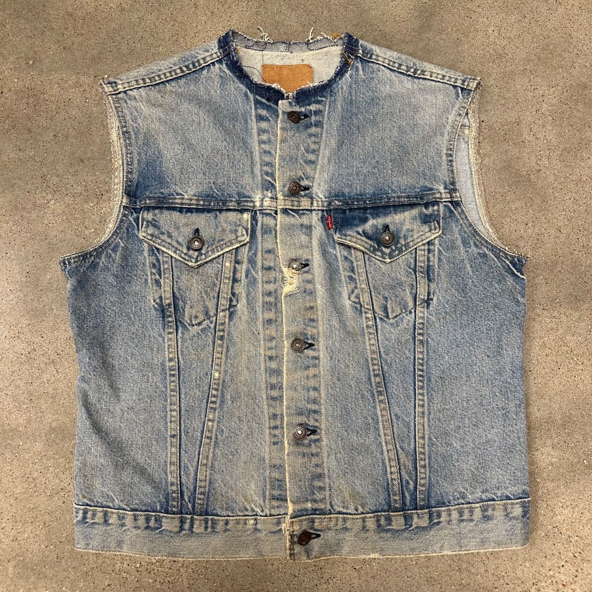 Levi's × Vintage Vintage 1970s Levi’s Biker Chopped Denim Jacket Vest Size US M / EU 48-50 / 2 - 1 Thumbnail