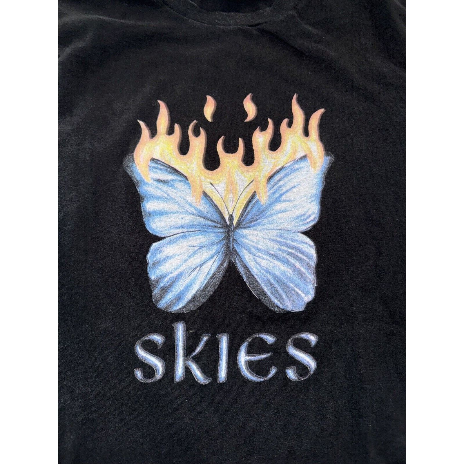 Band Tees × Japanese Brand × Vintage Lil Skies Butterfly T-Shirt Black XS 17x25 Size US XS / EU 42 / 0 - 2 Thumbnail