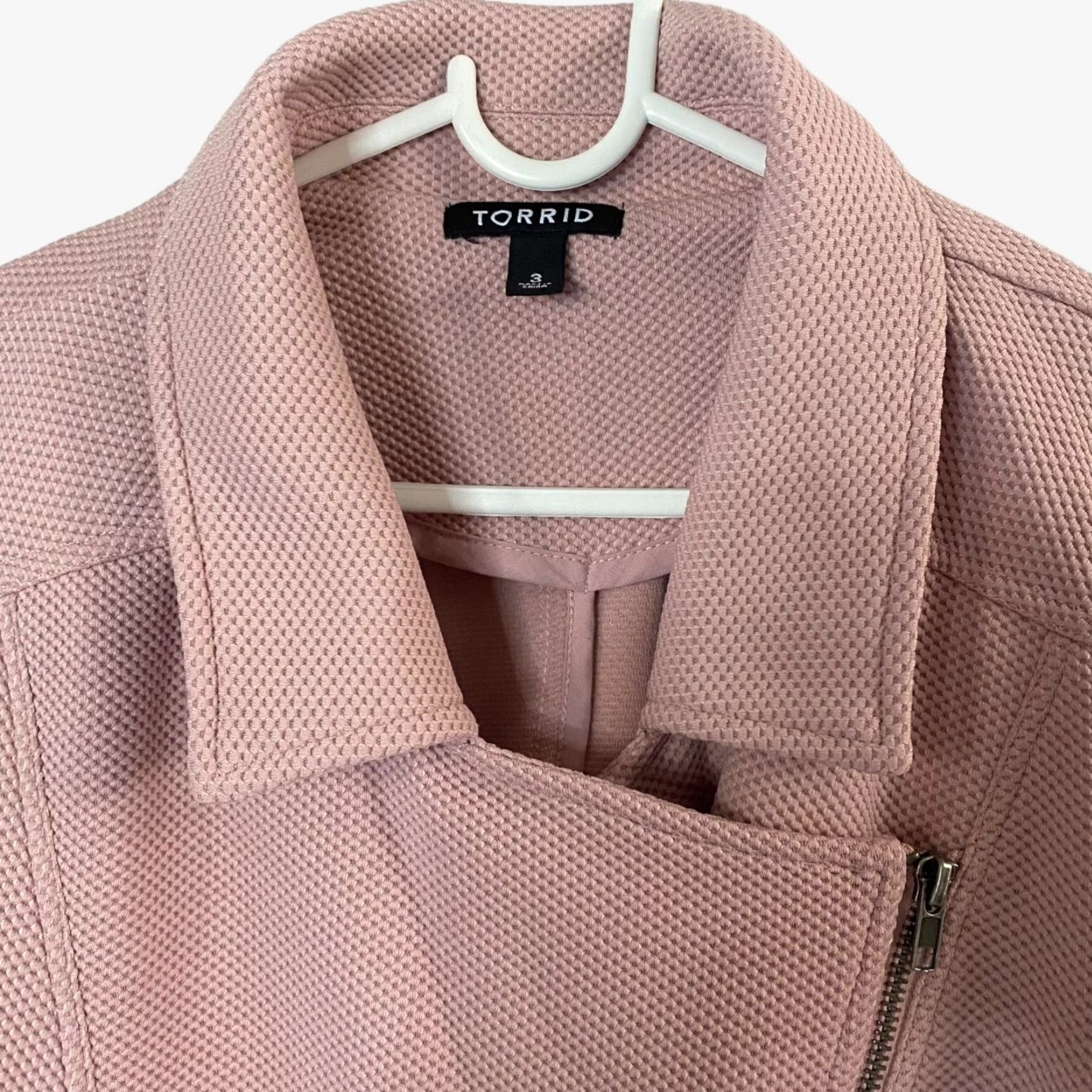 Torrid Torrid Moto Jacket Women's 3X Pink Full-Zip Long Sleeve Waffle Knit Asymmetrical Size XXL / US 16-18 / IT 52-54 - 5 Thumbnail