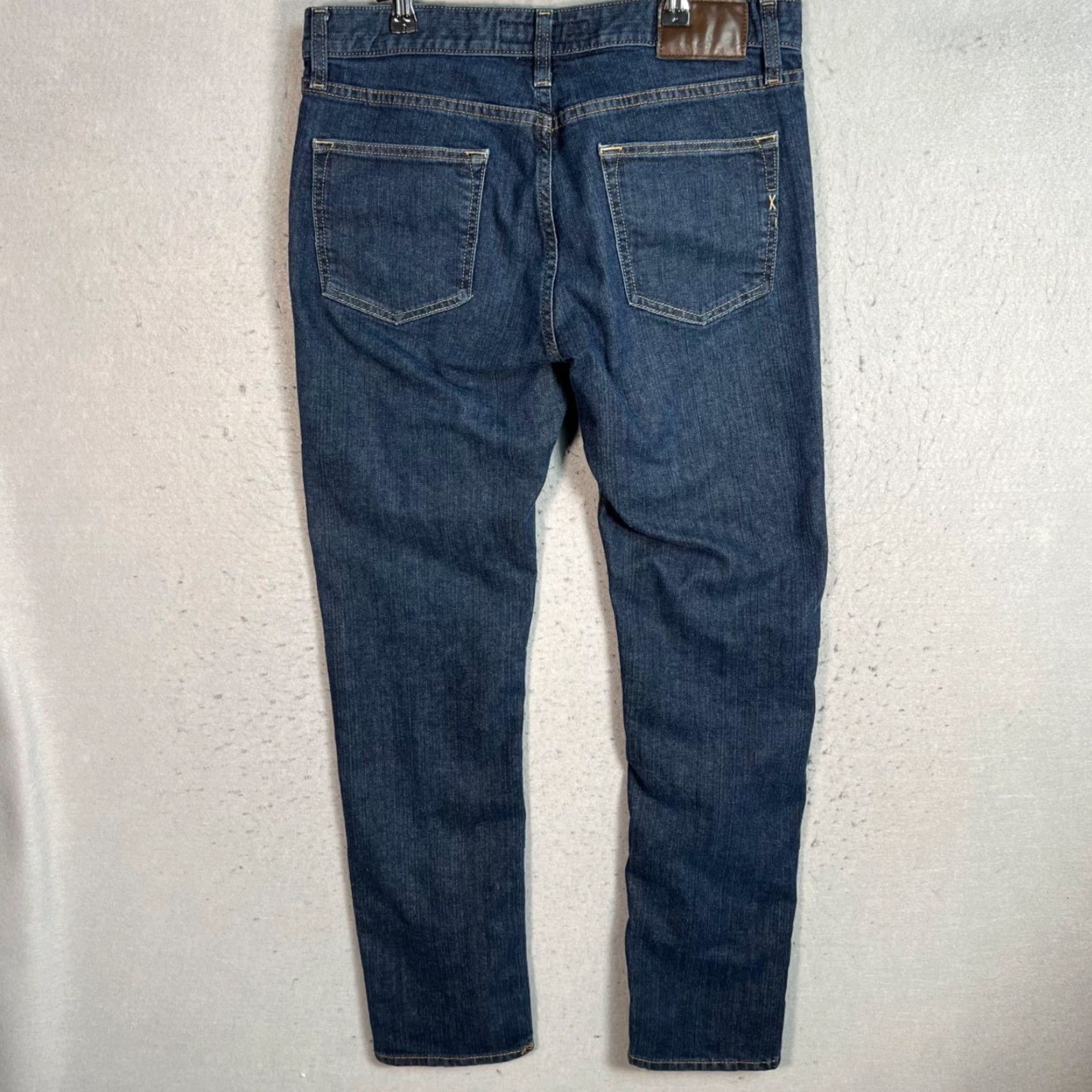 Express Express Jeans Mens Size 32 x 32 Blue Dark Wash Slim Stretch Denim Jeans 5-Pocket Straight Style Casual Regular Fit Size US 32 / EU 48 - 2 Thumbnail