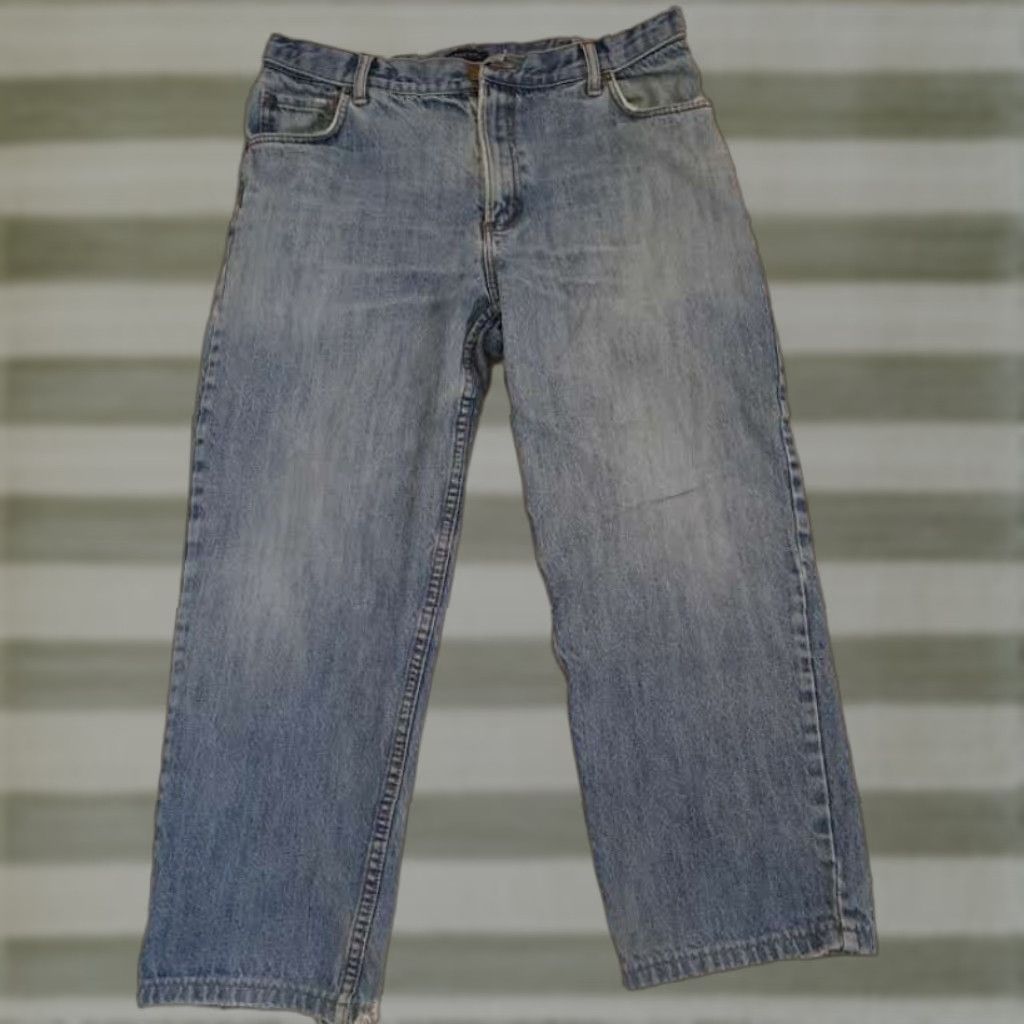 Lands' End VINTAGE Lands' End Jeans Denim Blue 35 Mens Regular 30 Inseam 5-Pocket Cotton Work Straight Pants Sized 35 Blue Size US 35 - 1 Thumbnail