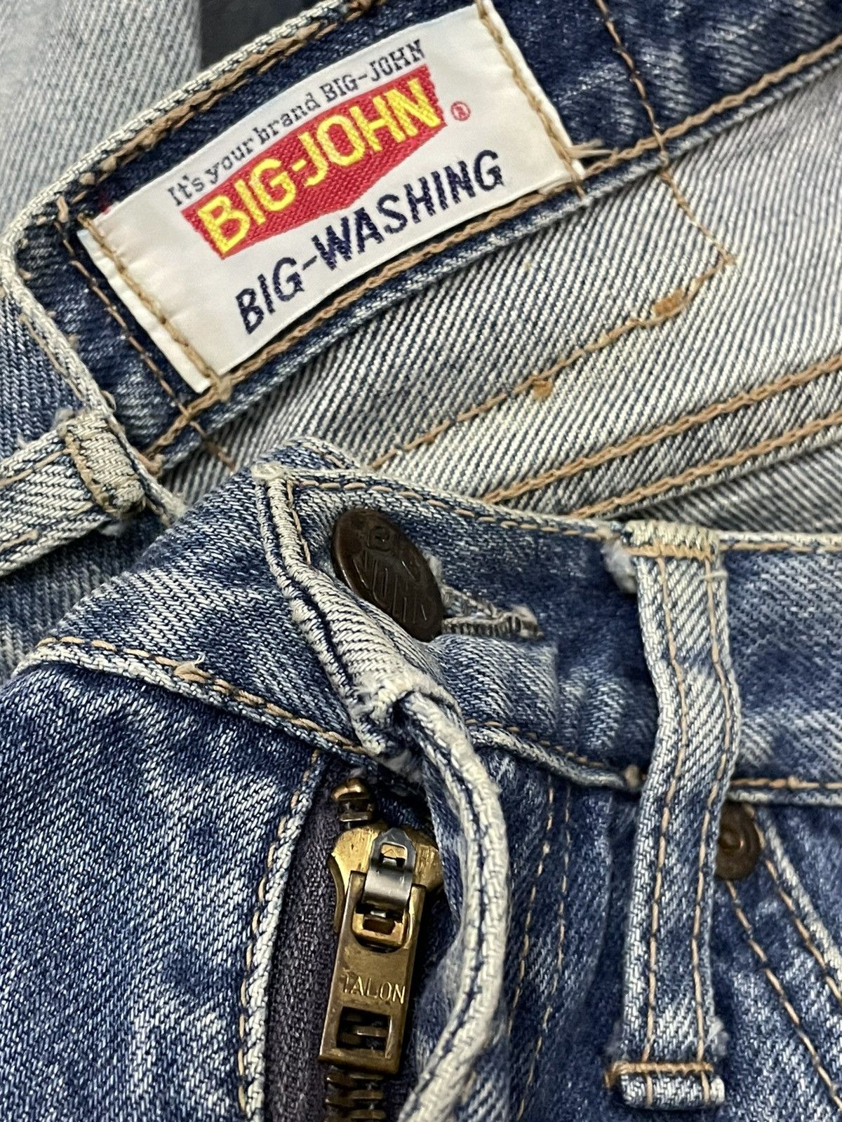 Big John Vintage Designer Big John Talon Zip Flared Distressed Denim Size US 28 / EU 44 - 15 Thumbnail