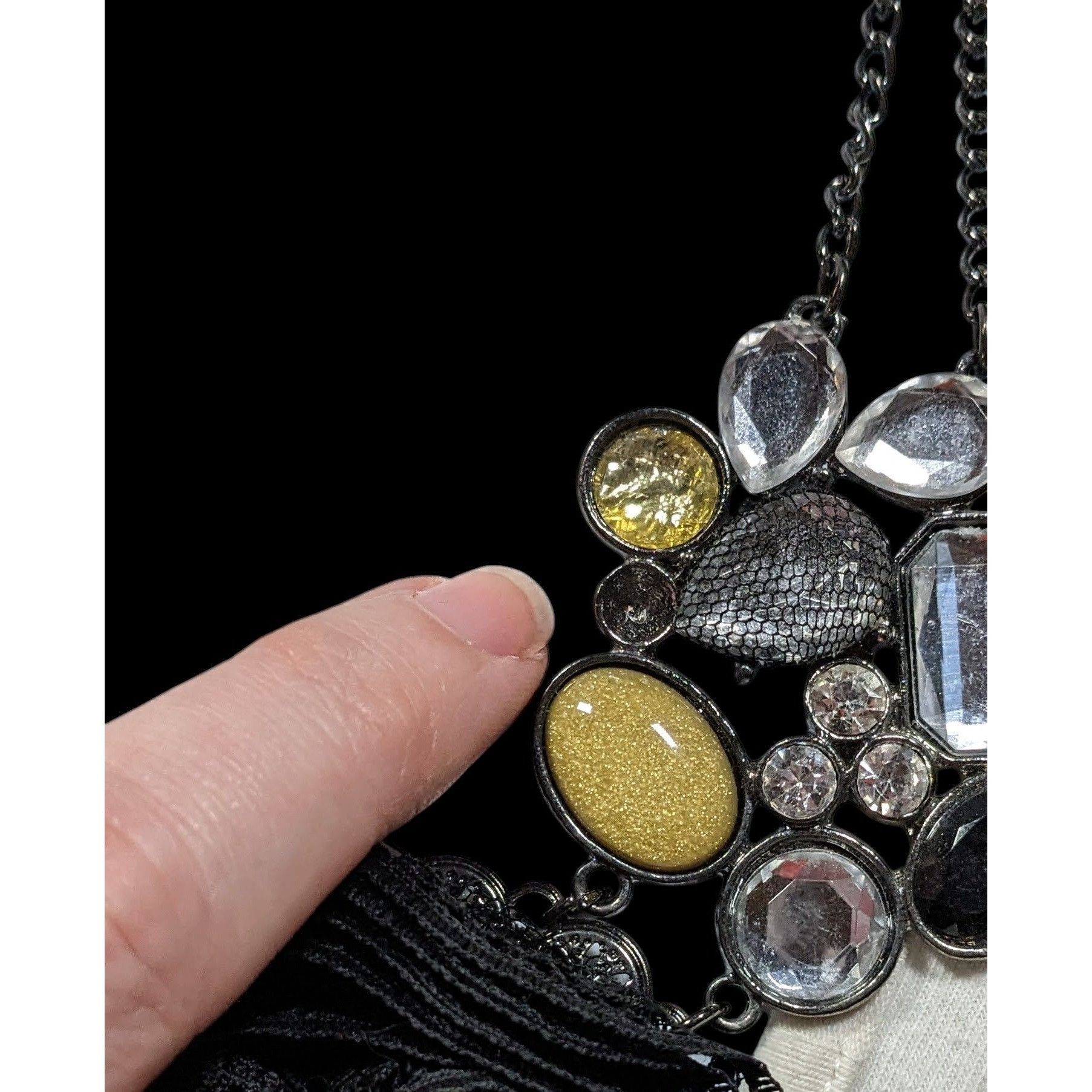 Other NY Floral Glam Beaded Statement Necklace With Lace Flower Size ONE SIZE - 5 Thumbnail