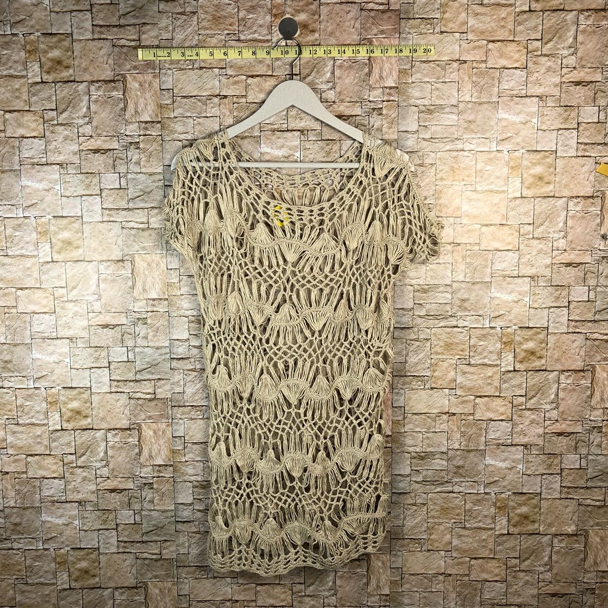 Homespun Knitwear × Japanese Brand × Vintage Japanese Brand crochet meshnet Brown Knitwear #A1233 Size M / US 6-8 / IT 42-44 - 1 Thumbnail