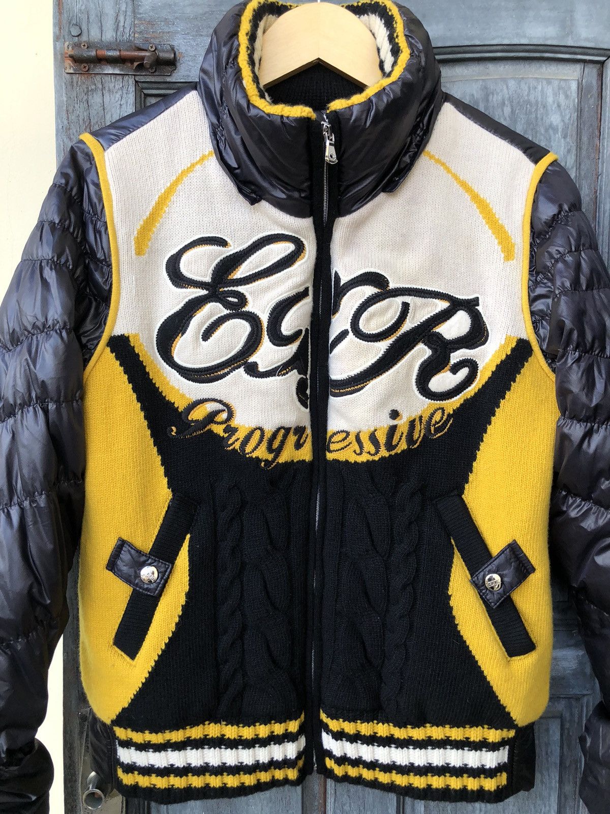 Japanese Brand Exr Progressive Zipper Up Knit Puffer Streetwear Winter MOTO Size US M / EU 48-50 / 2 - 6 Thumbnail