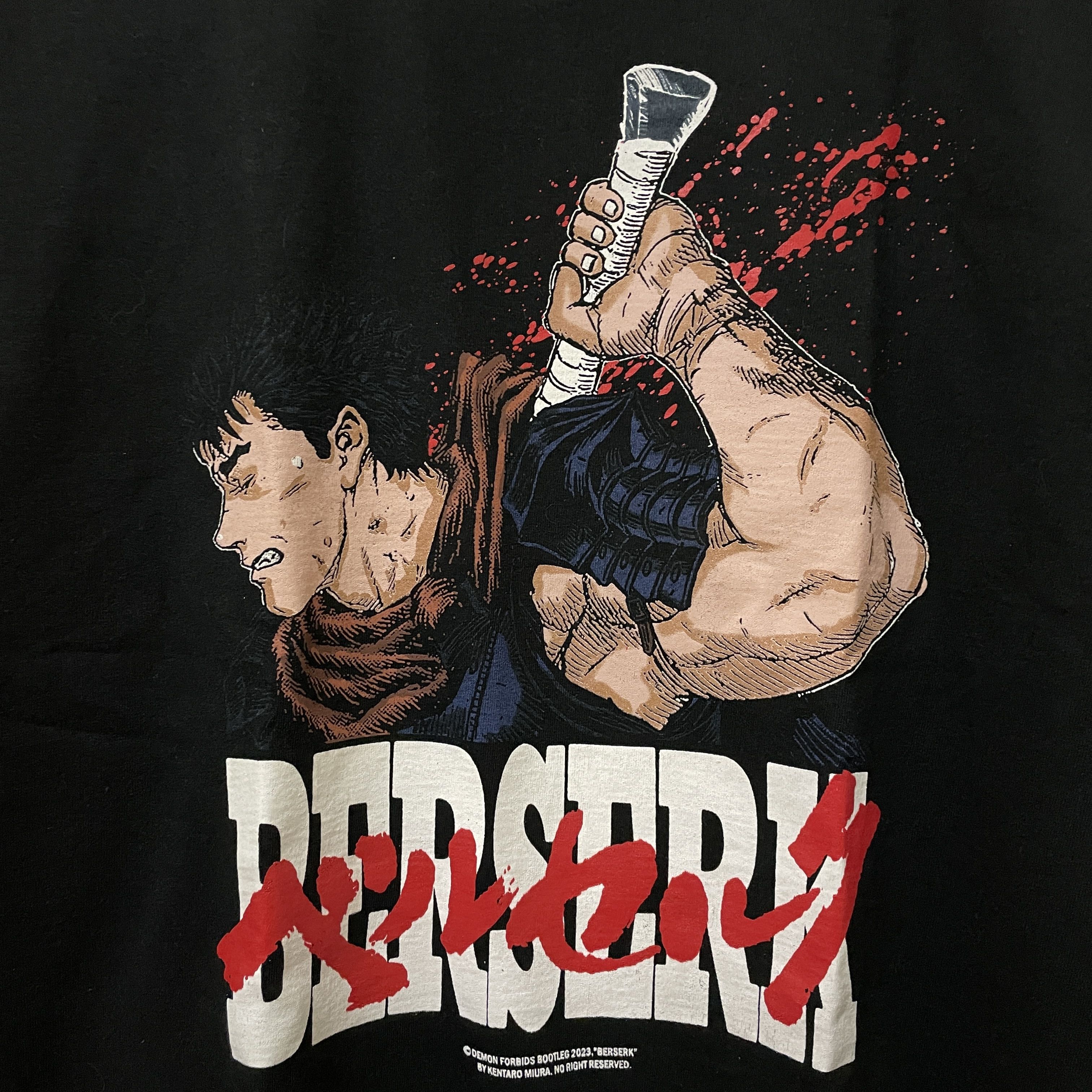 image of Anima x Tee Shirt Guts Berserk Griffith Anime Manga Tee Bootleg T Shirt XL in Black (Size 2XL)