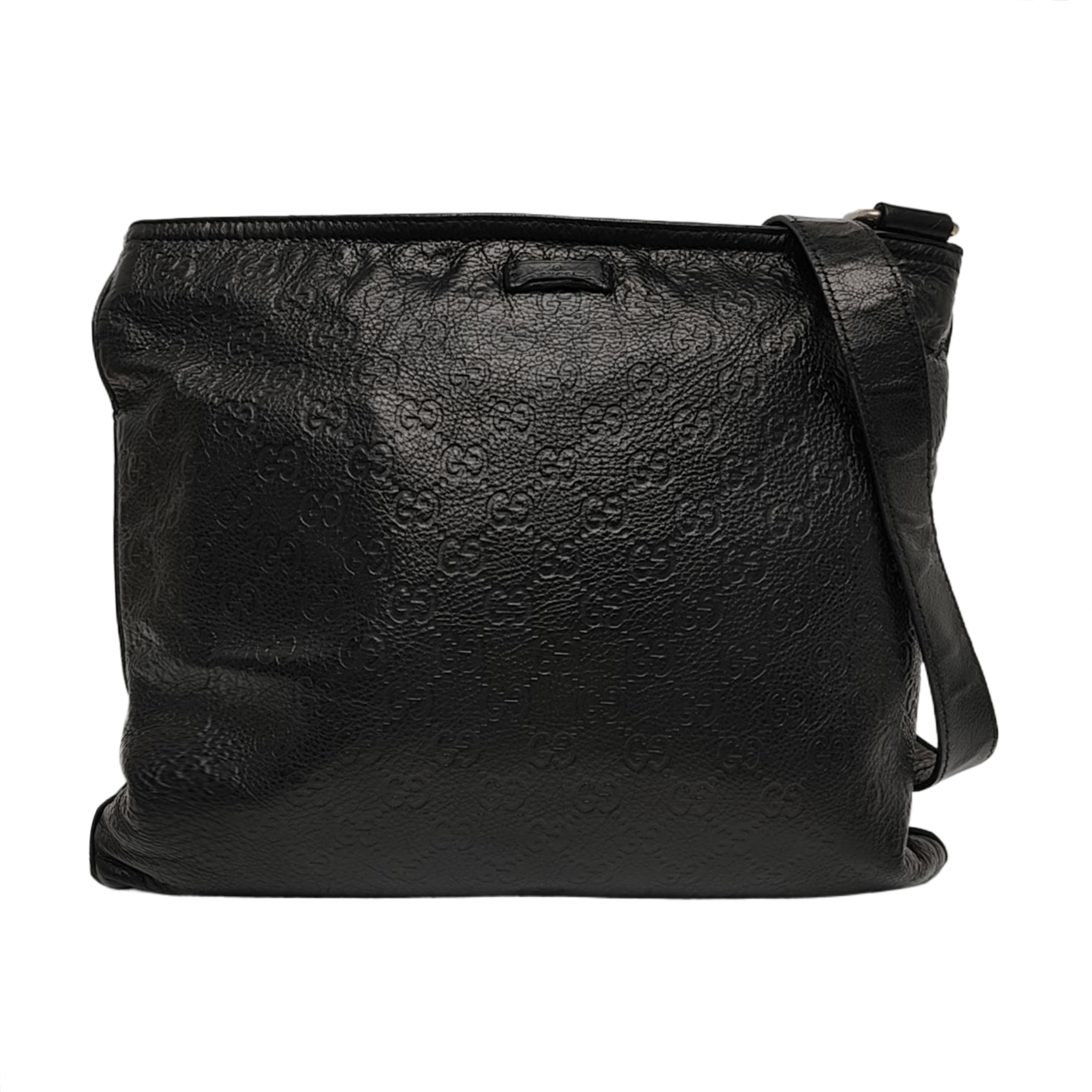 Gucci Black Leather Embossed Logo Crossbody Bag One Size, Women's