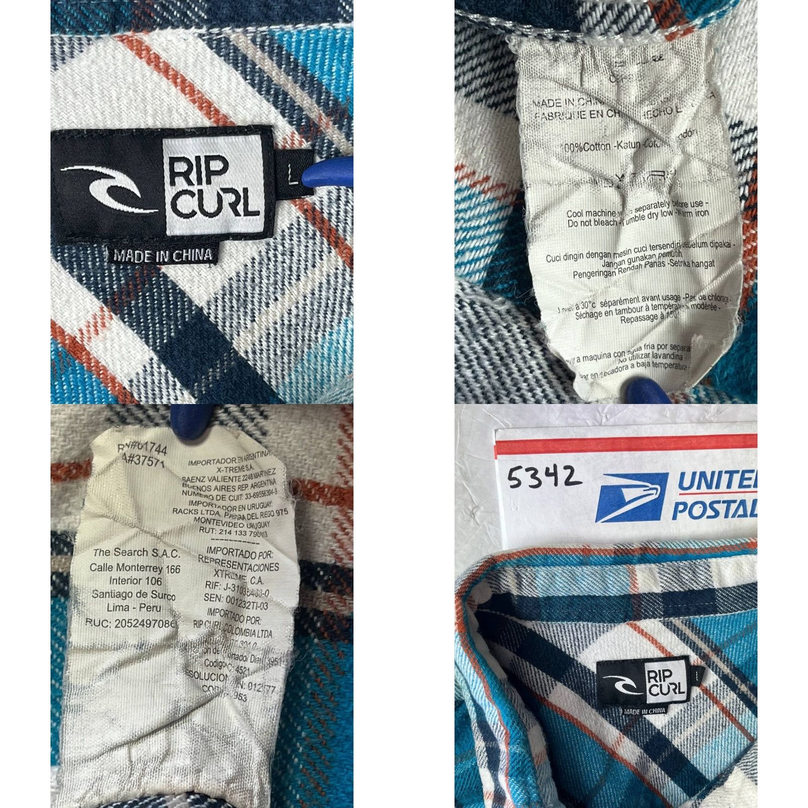 Rip Curl RIP CURL Flannel Shirt Button-Up Western Blue Plaid Long Sleeve Snap See Pics Mens L Size Large Pocketed Button-Down Collar 【No extra text】 Size US L / EU 52-54 / 3 - 8 Thumbnail