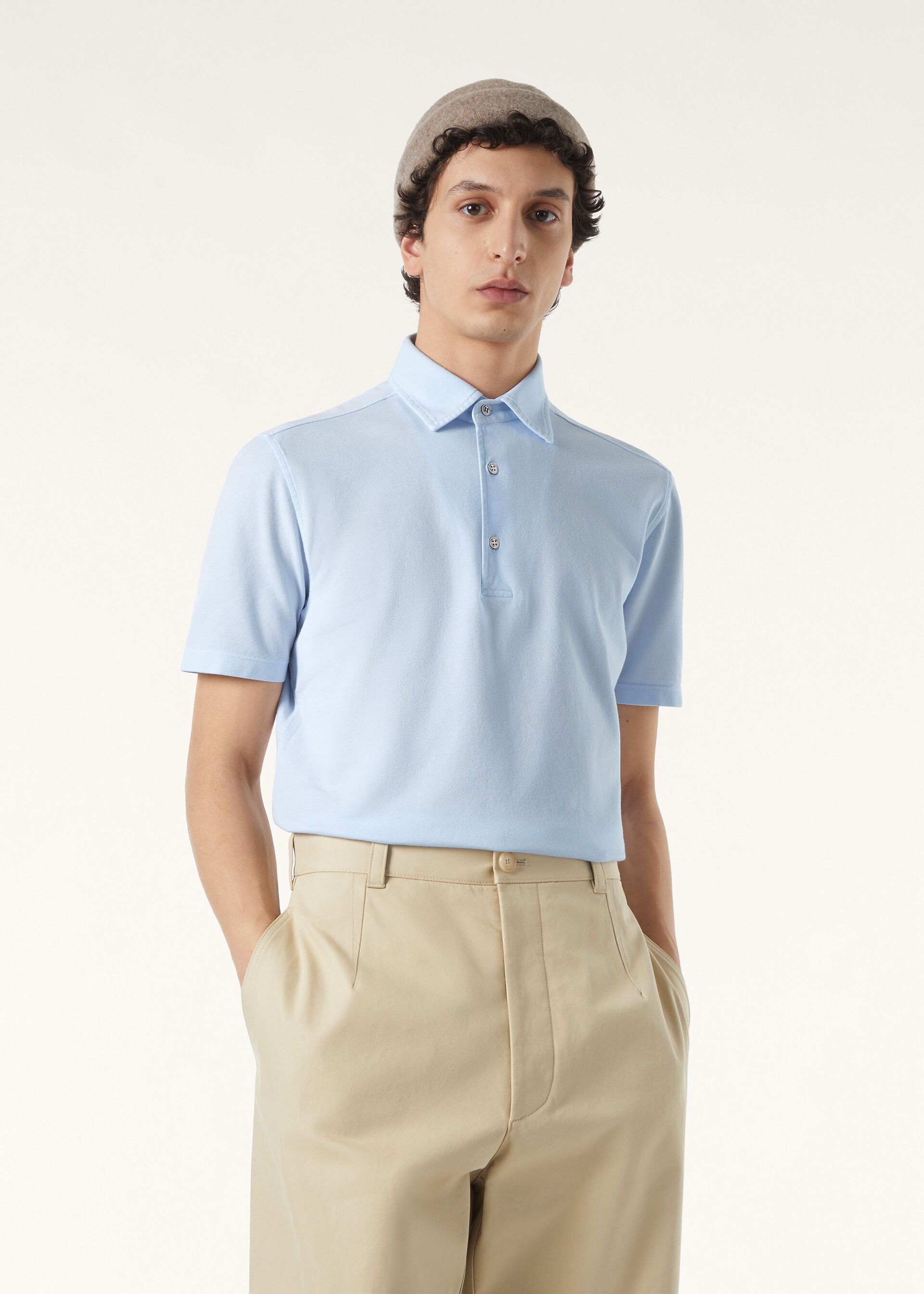 Loro Piana os11x0226 FAP9959 Brenna Polo Shirt in Celestial Breeze Size US M / EU 48-50 / 2 - 4 Thumbnail