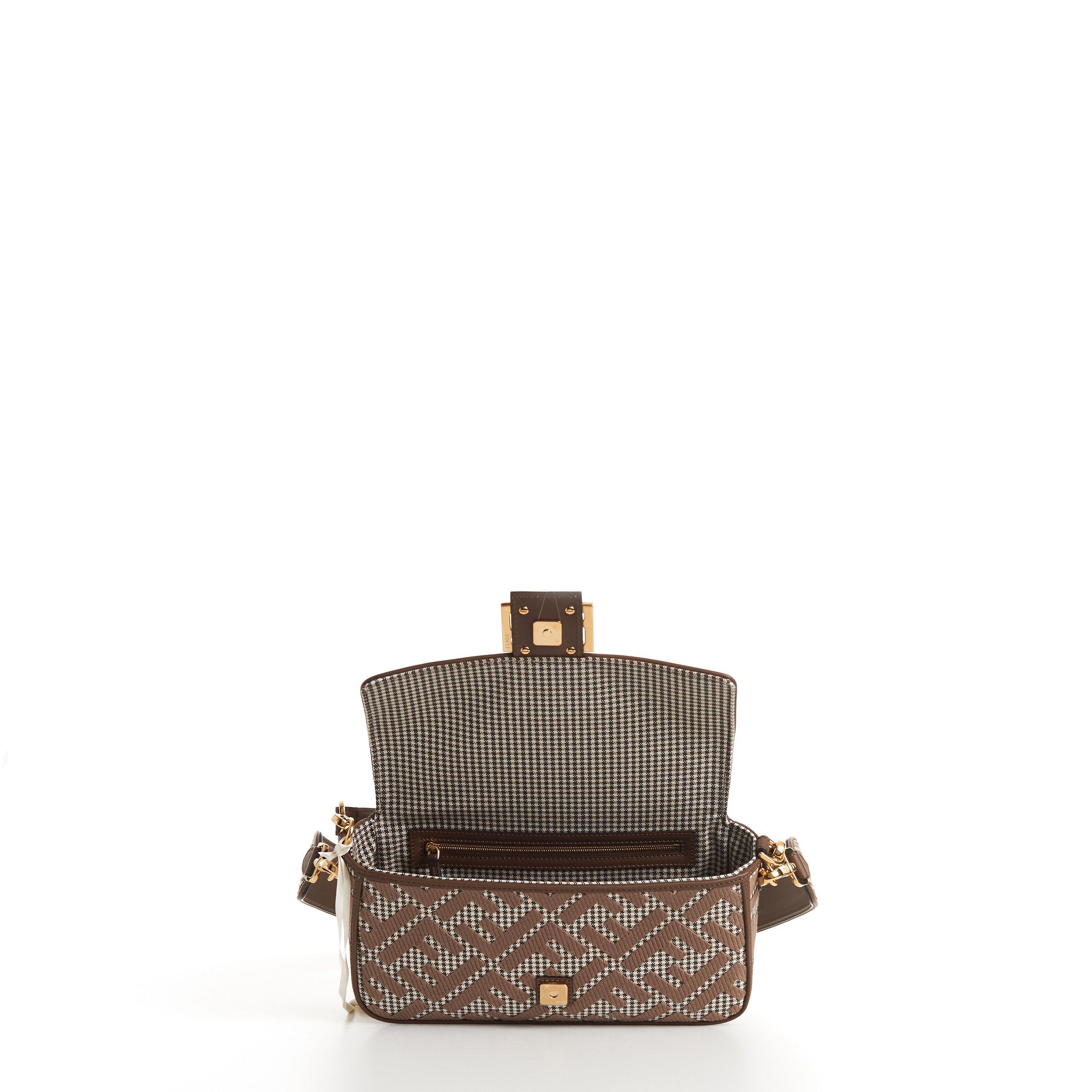Fendi Medium Baguette - Brown Houndstooth Wool Bag Size ONE SIZE - 9 Thumbnail