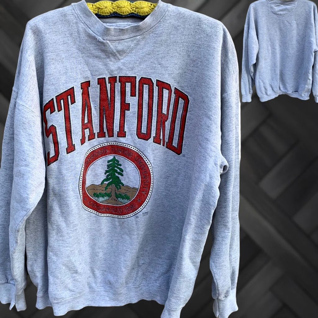 Vintage VINTAGE Stanford Sweatshirt XL Very Worn Distressed Graphic Pullover Crew Neck Unisex Adults Logo 90s 80s College University Stanford California Size US XL / EU 56 / 4 - 1 Thumbnail