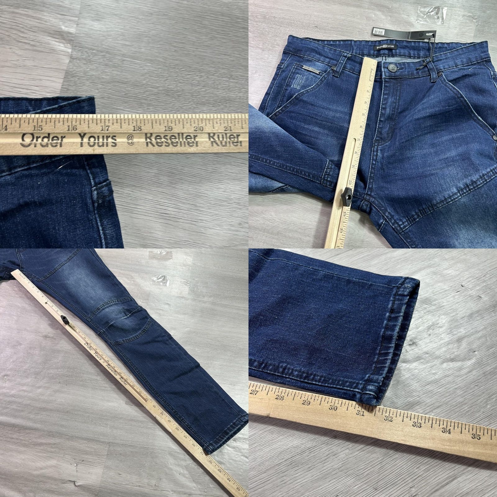 Denime Bruno Cavalli Jeans Mens 34x32 Blue Slim Tapered Stretch Denim Medium Wash Jeans Size US 34 / EU 50 - 8 Thumbnail