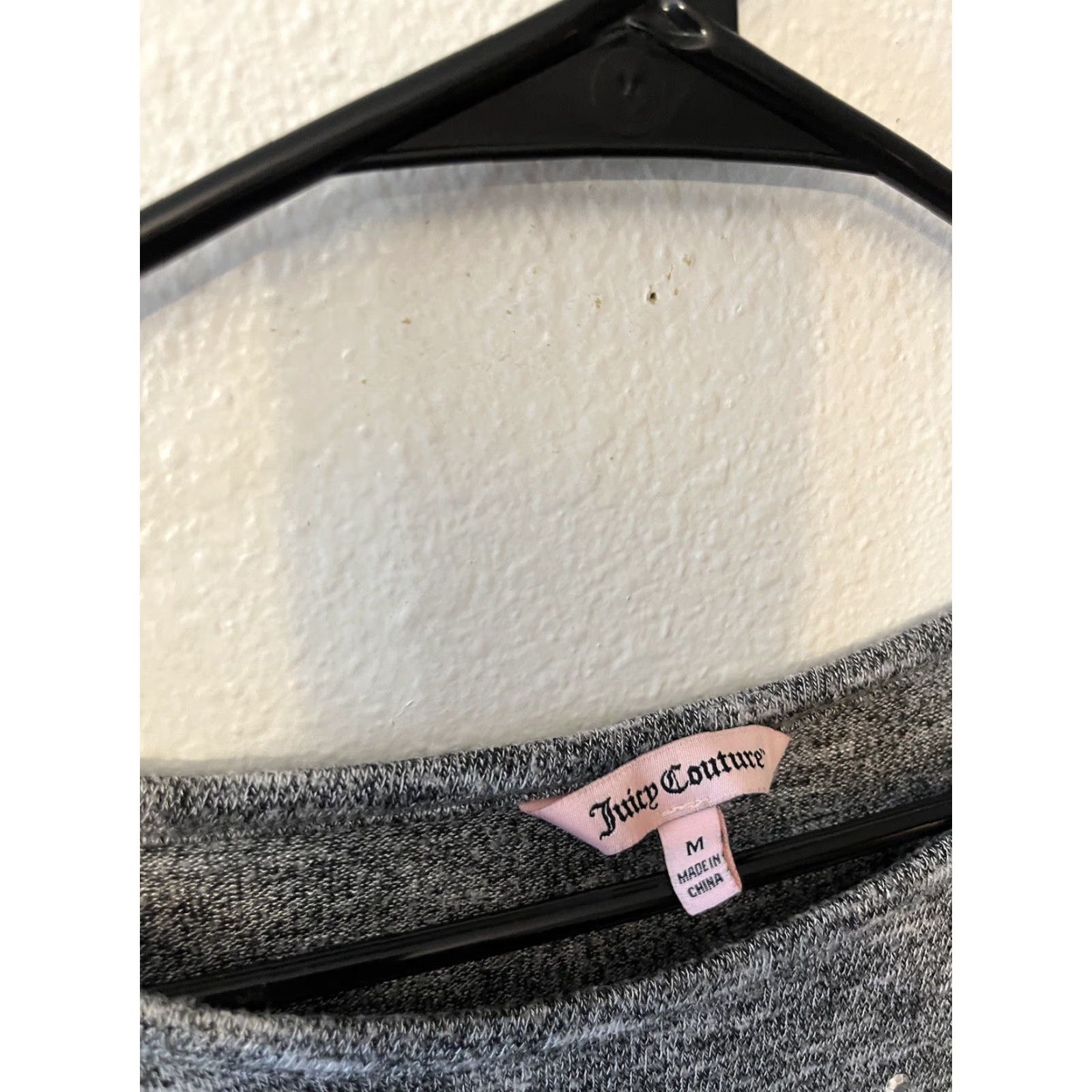 Juicy Couture Juicy Couture Gray Knit T-Shirt Short Sleeve Rhinestone Embellished Size M Women Vintage? (But must not add new info) Size M / US 6-8 / IT 42-44 - 3 Thumbnail