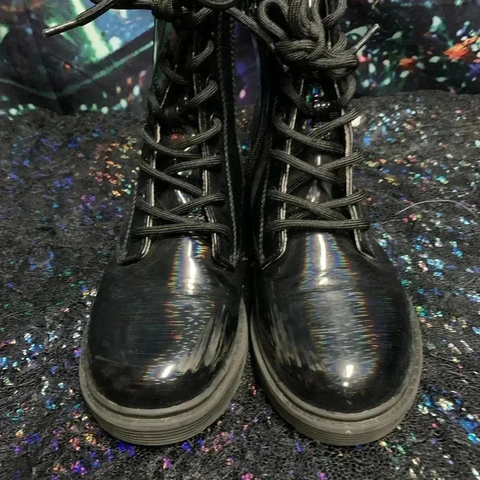 Designer Holographic black boots Size US 6 / IT 36 - 2 Thumbnail