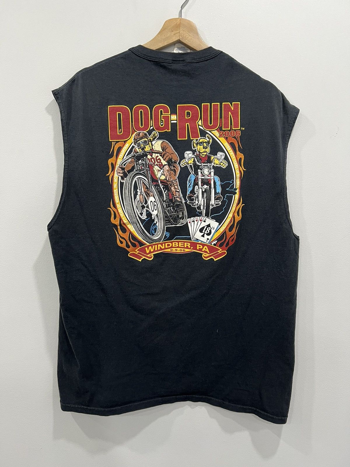 Japanese Brand × Vintage Vintage Dog Run Sleeveless Biker Tee Shirt motorcycle Size US XL / EU 56 / 4 - 1 Thumbnail