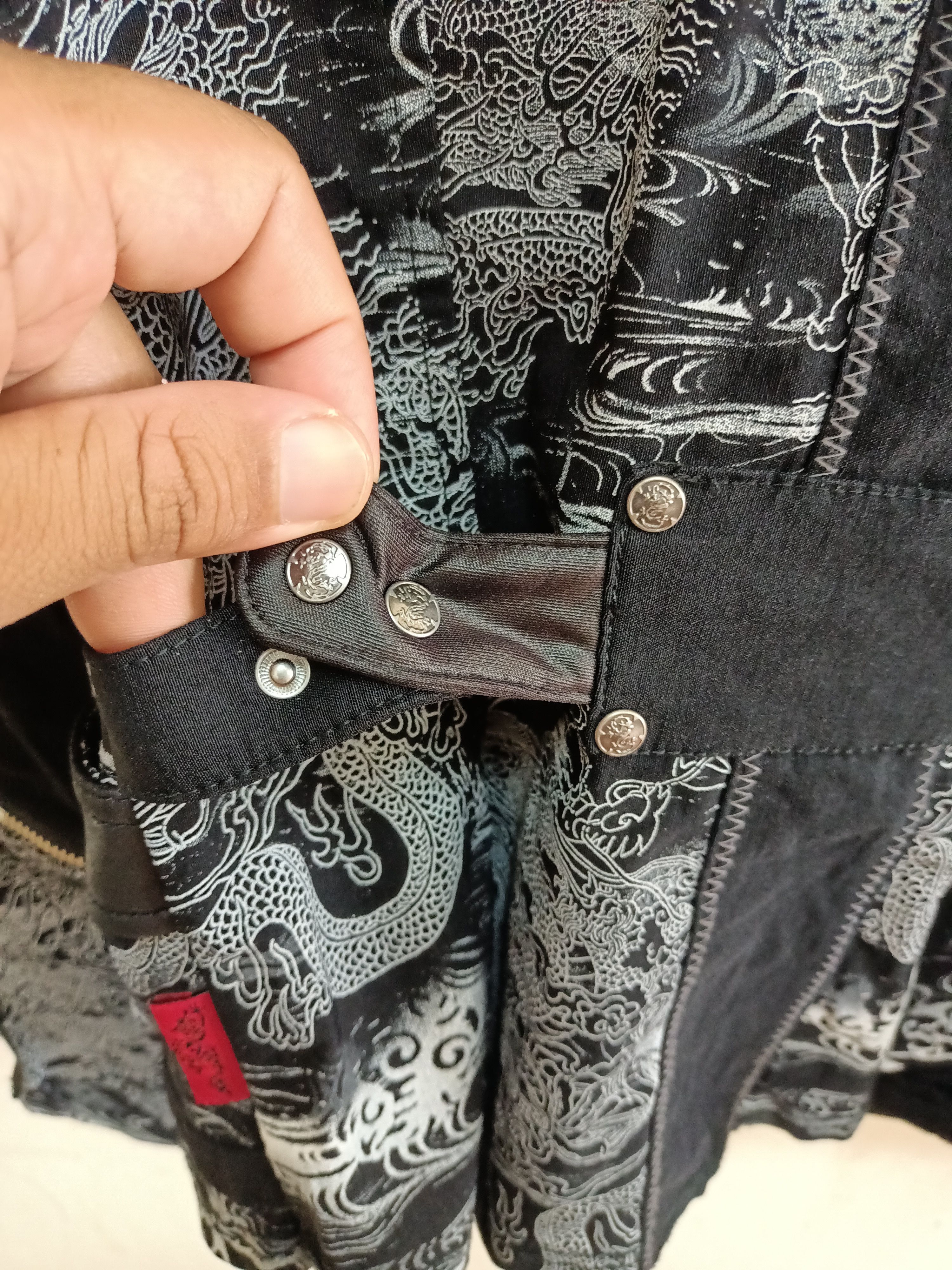 Designer × Japanese Brand Ozz Cross Dragon print black gothic stretch zipper jacket Size M / US 6-8 / IT 42-44 - 9 Thumbnail