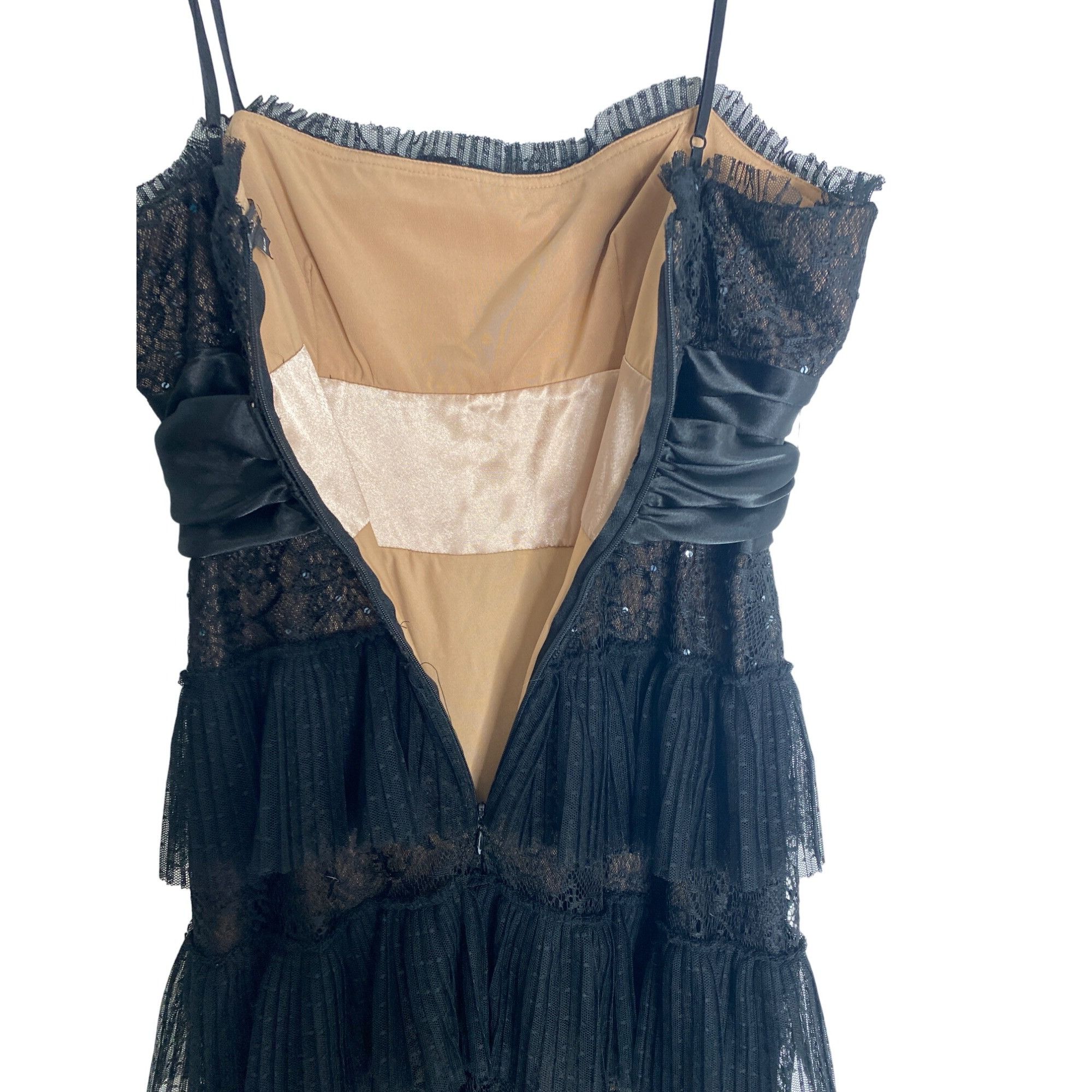 Bcbgmaxazria BCBG MAXAZRIA WOMEN'S LONG BLACK SHEER RUFFLE TIERED & SEQUI Size S / US 4 / IT 40 - 3 Thumbnail
