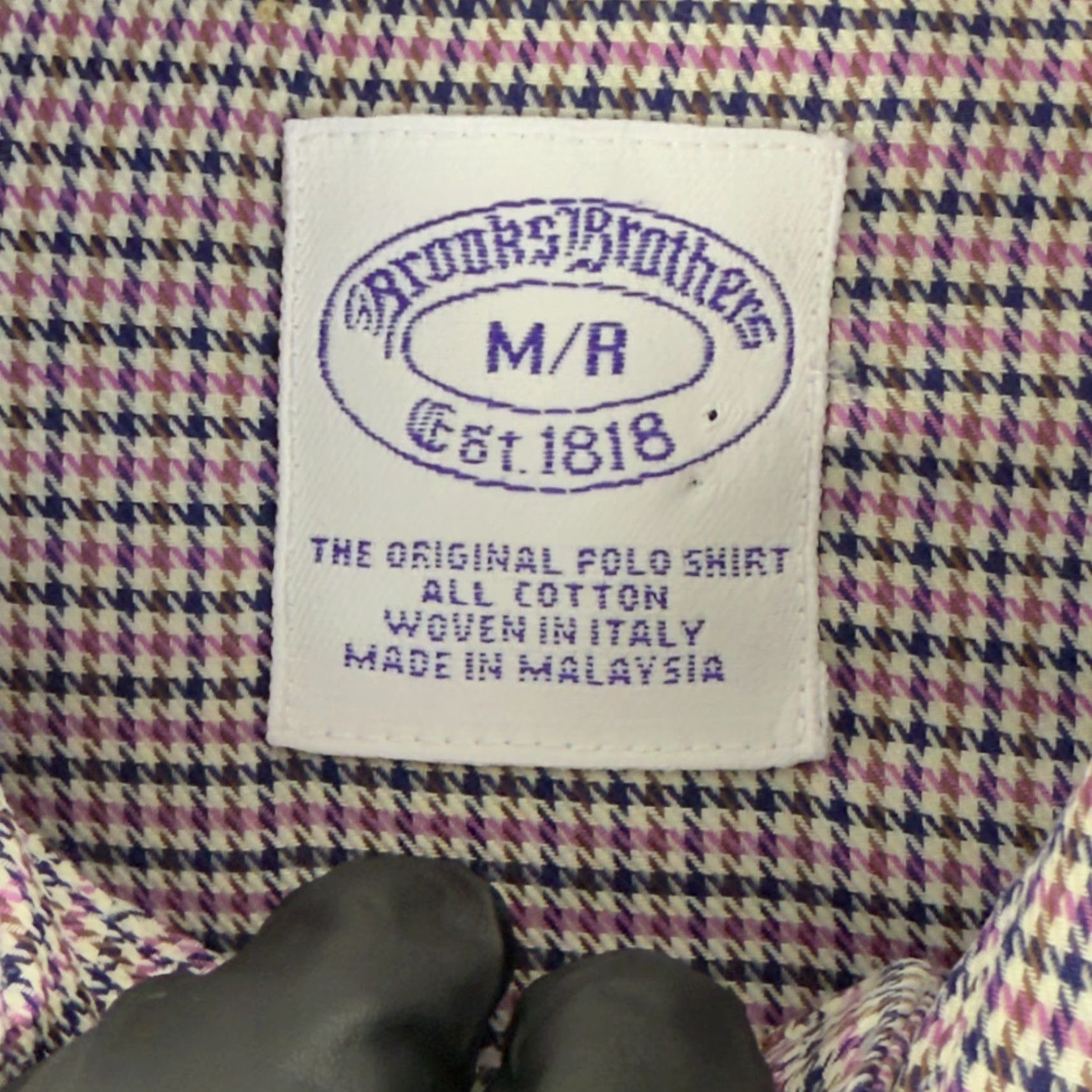 Brooks Brothers Brooks Brothers Button-Down Shirt Mens Medium Purple Houndstooth Long Sleeve Size US M / EU 48-50 / 2 - 7 Thumbnail