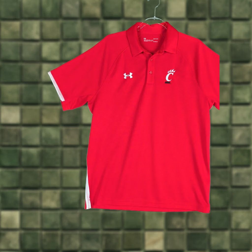 Under Armour Under Armour Cincinnati Bearcats Heatgear Golf Polo Shirt Red Short Sleeve M Mens Shirt Polo Size US M / EU 48-50 / 2 - 1 Thumbnail