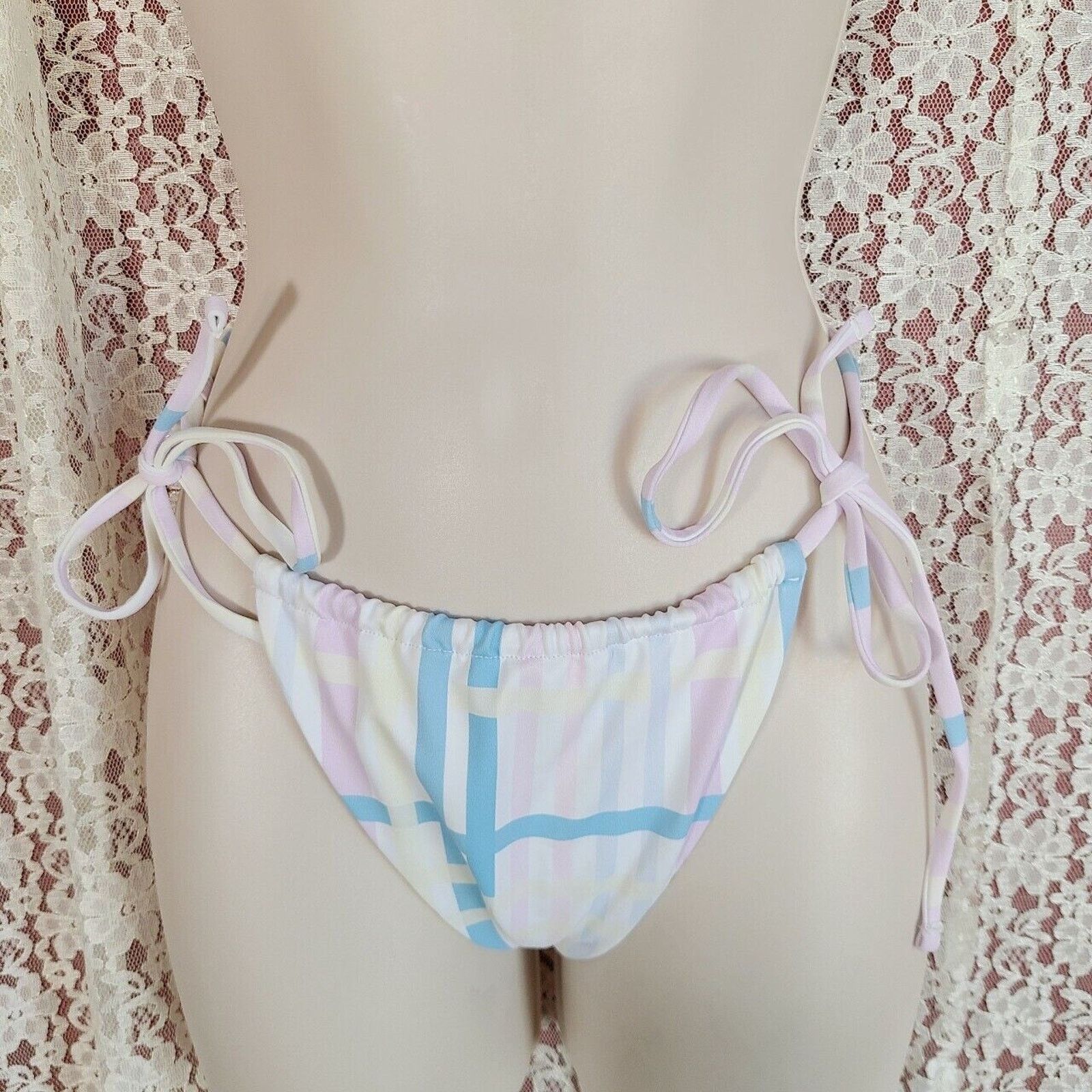 Shein Nwt shein pastel plaid brief tie bottom bikini Size medium Size ONE SIZE - 2 Thumbnail
