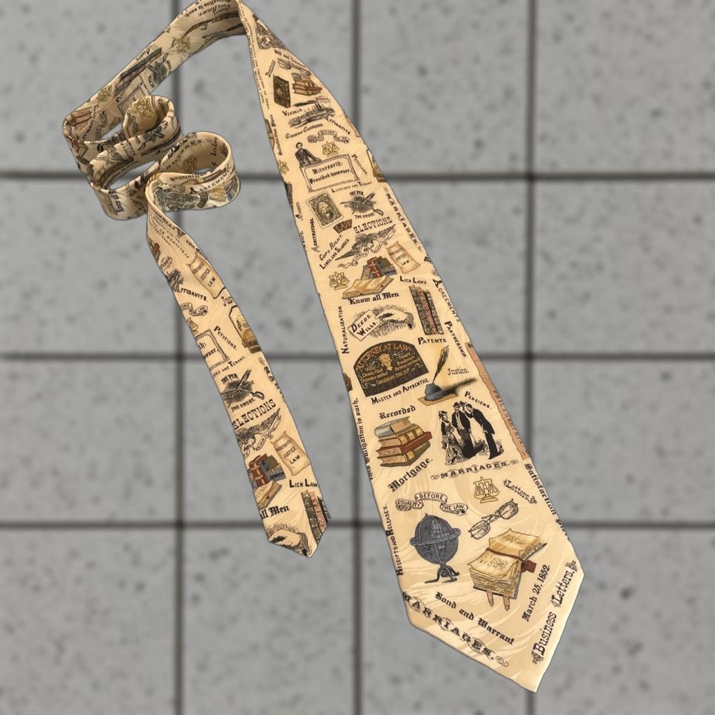 Vintage Museum Artifacts Silk Tie Men Classic 57" 4" Handmade Cream Tan Brown Geometric History American Judge Artifact 57" Silk Tie Mens Size ONE SIZE - 1 Thumbnail