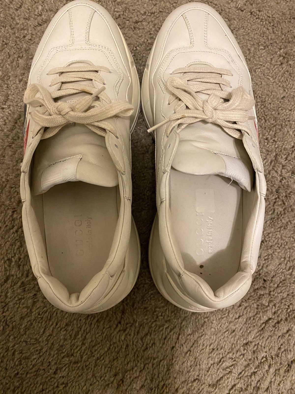 Gucci Gucci Men's White Leather Rhyton Sneaker Size US 10.5 / EU 43-44 - 12 Thumbnail