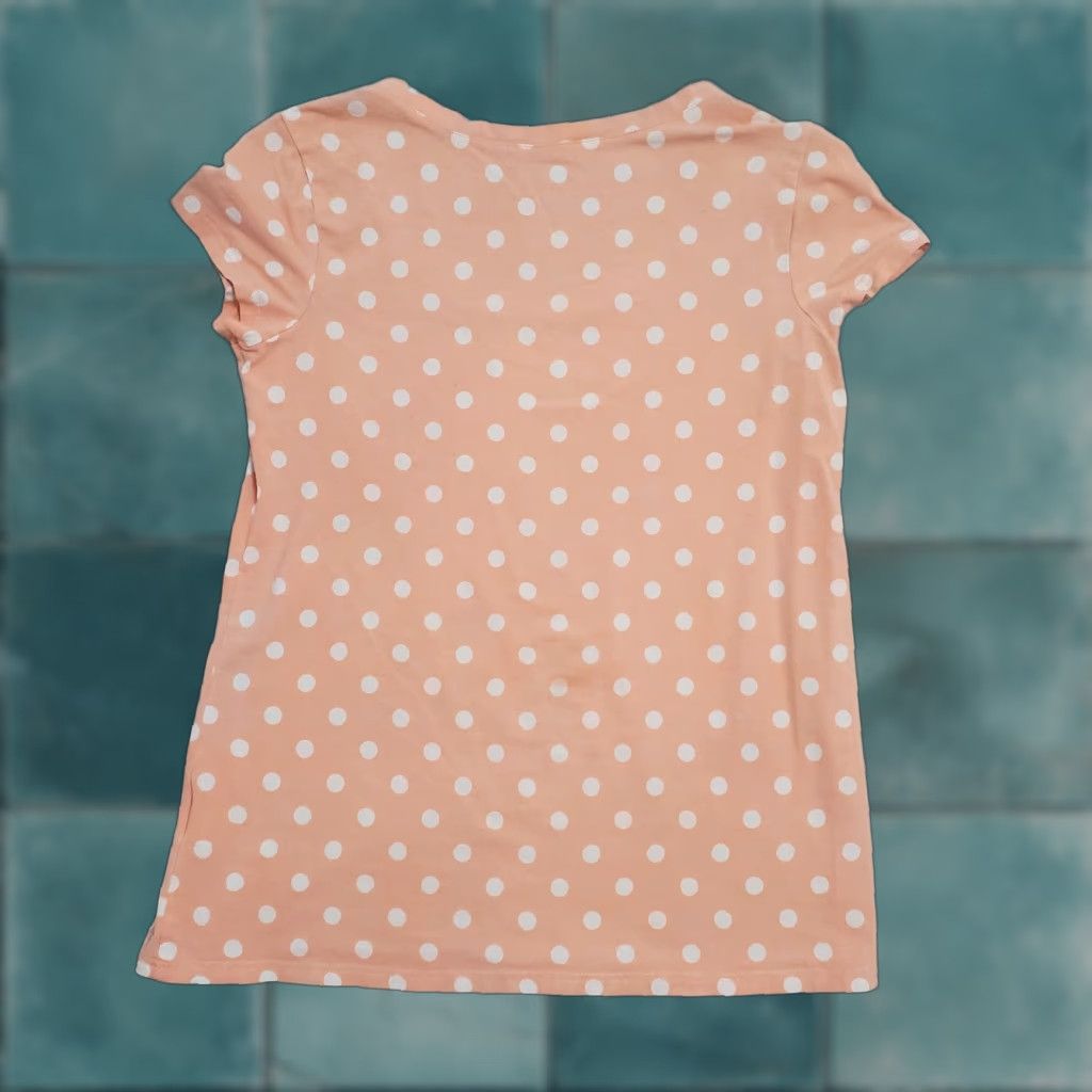 Vintage Garnet Hill Shirt Women XS Peach White Polka Dot Cap Sleeve Stretch Size XS / US 0-2 / IT 36-38 - 1 Thumbnail