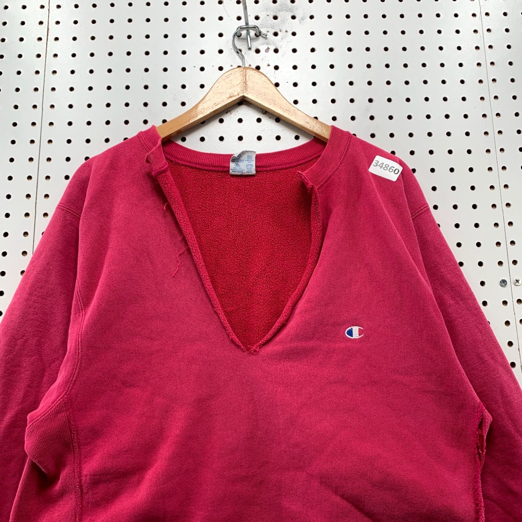 Champion VINTAGE Champion Sweatshirt Womens XL 90s Reverse Weave Pourover Pink Logo USA Cropped Chopped USPS? Size XL / US 12-14 / IT 48-50 - 5 Thumbnail