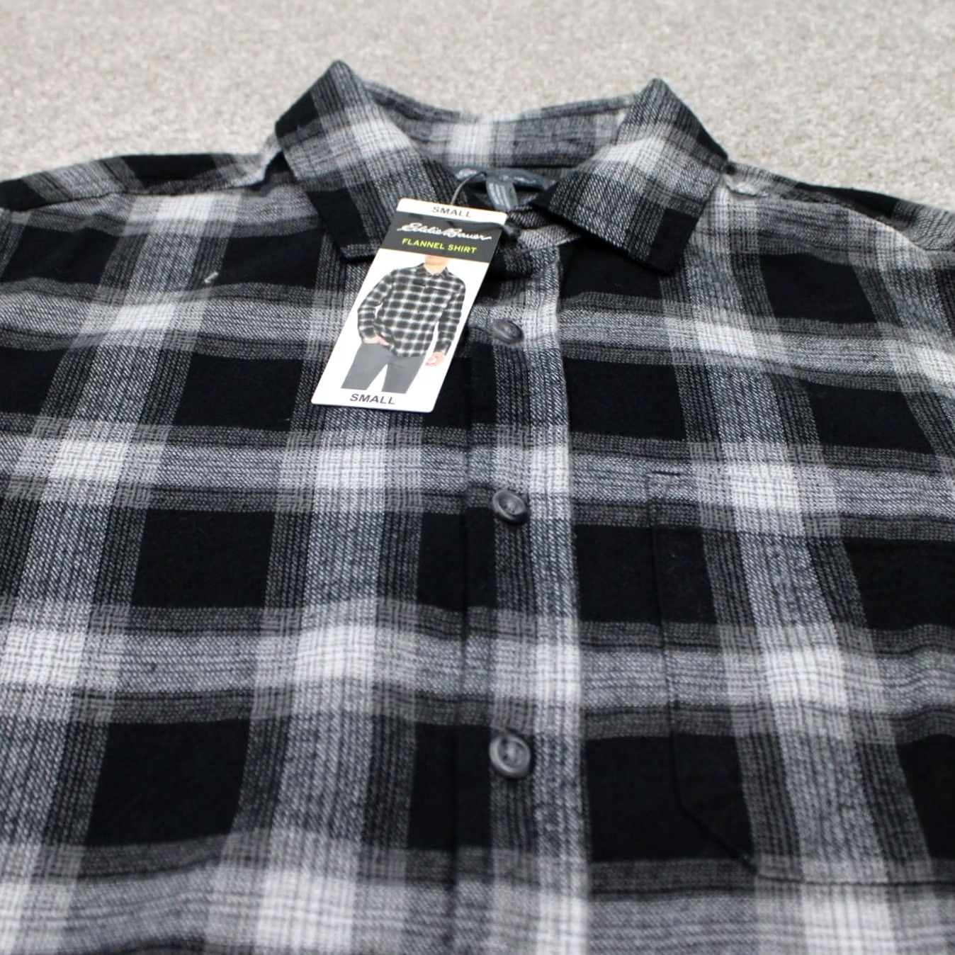 Eddie Bauer Eddie Bauer Flannel Shirt Black Cavier Jackson Plaid L/S Cotton NWT Mens Small Button-Up, Chest 21 in, All Seasons, Pockets, Travel, Workwear Size US S / EU 44-46 / 1 - 4 Thumbnail