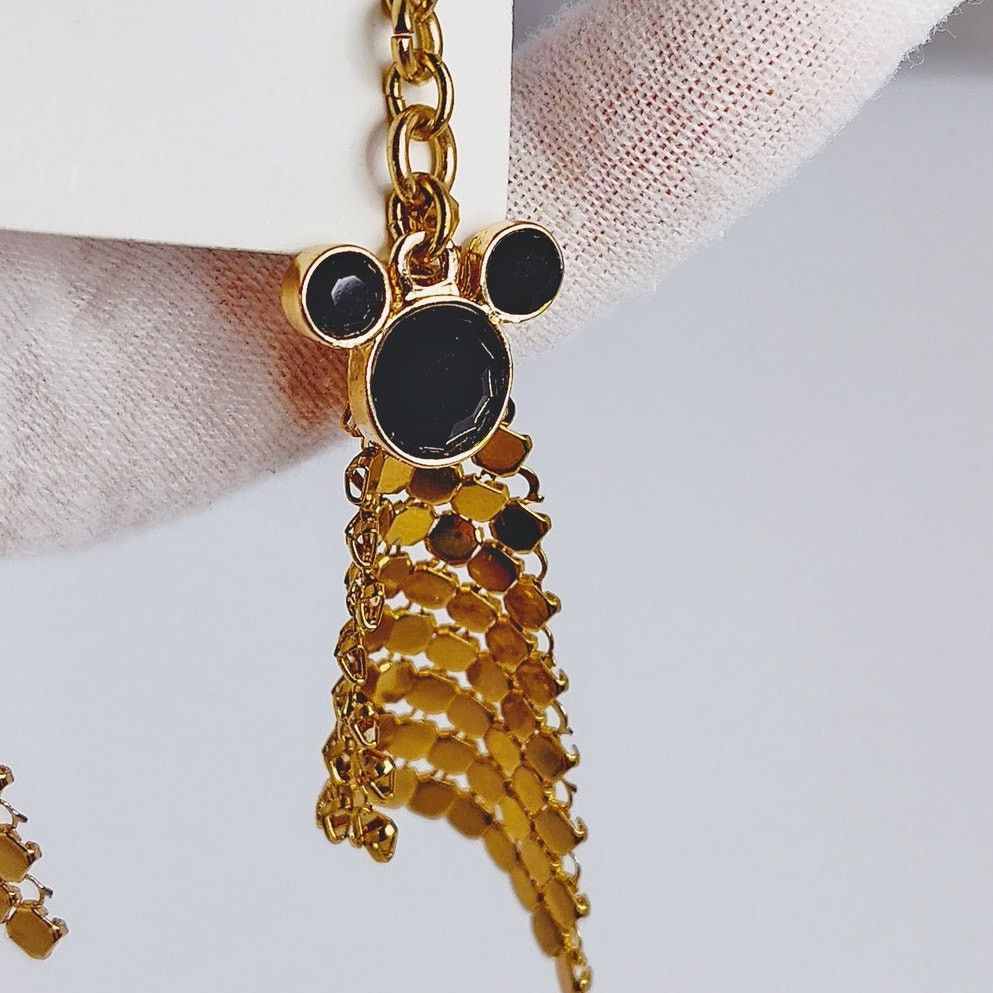 Disney Disney Mickey Mouse Dangle Earrings Black Gold Webbed NIP Size ONE SIZE - 6 Thumbnail