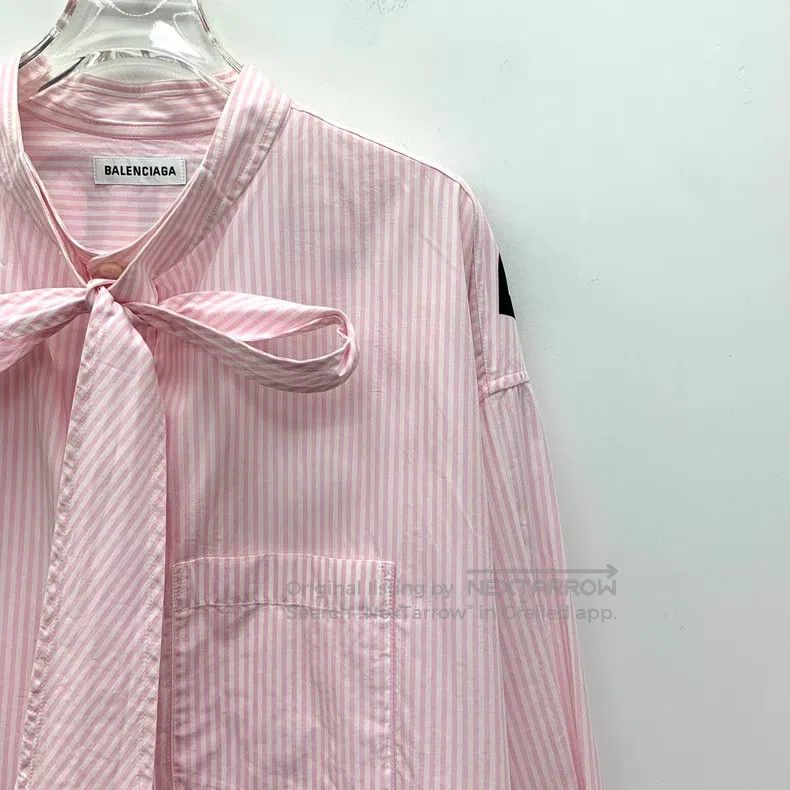 Balenciaga Balenciaga Pink Striped Back Lettering Printed Tie Bow Cot Size XXS / US 00 / IT 34 - 3 Thumbnail