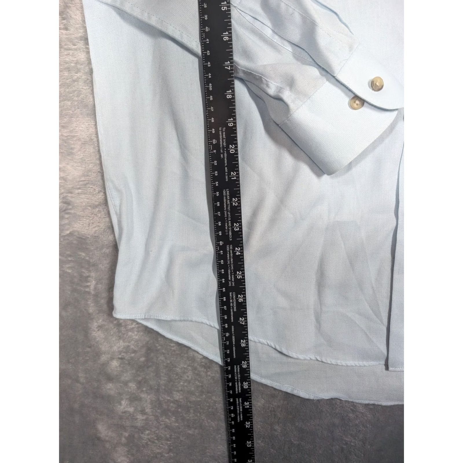 Yves Saint Laurent Yves Saint Laurent Dress Shirt Mens 16.5 34/35 Blue Solid Pocket Long Sleeve Size 42R - 2 Thumbnail