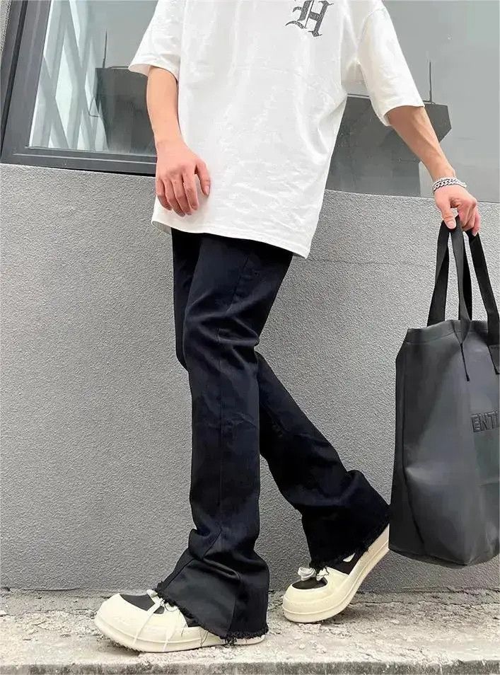 Japanese Brand Straight tube rough edge micro flared jeans Size US 32 / EU 48 - 3 Thumbnail