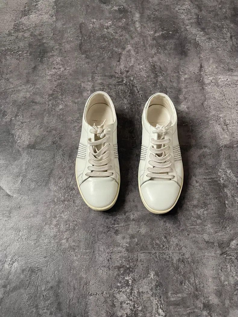 Saint Laurent Paris Saint Laurent Paris White stud low-top flat shoes Size US 7.5 / EU 40-41 - 1 Thumbnail