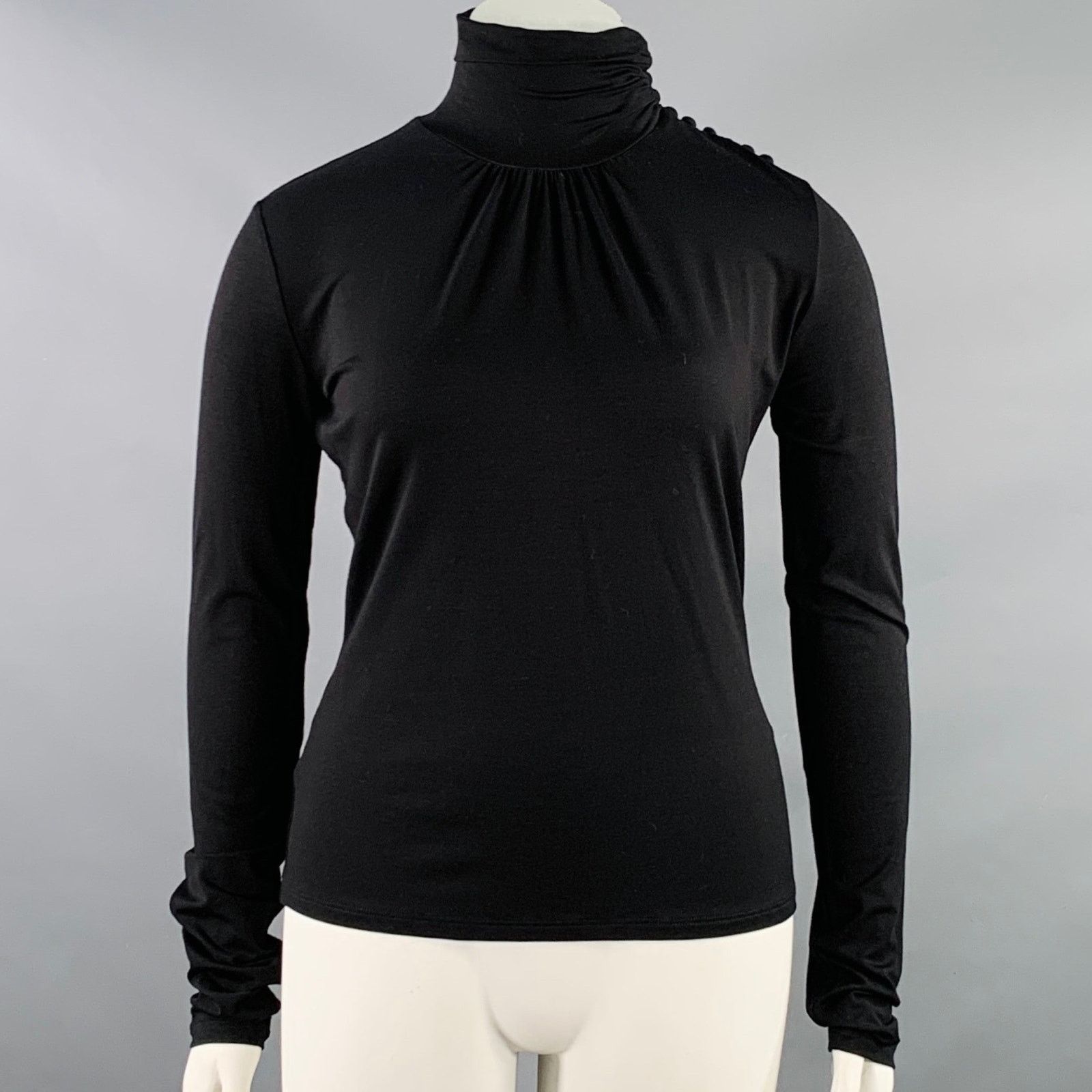Max Mara MAX MARA Size L Black Viscose Blend Mock Neck Pullover Size L / US 10 / IT 46 - 1 Thumbnail