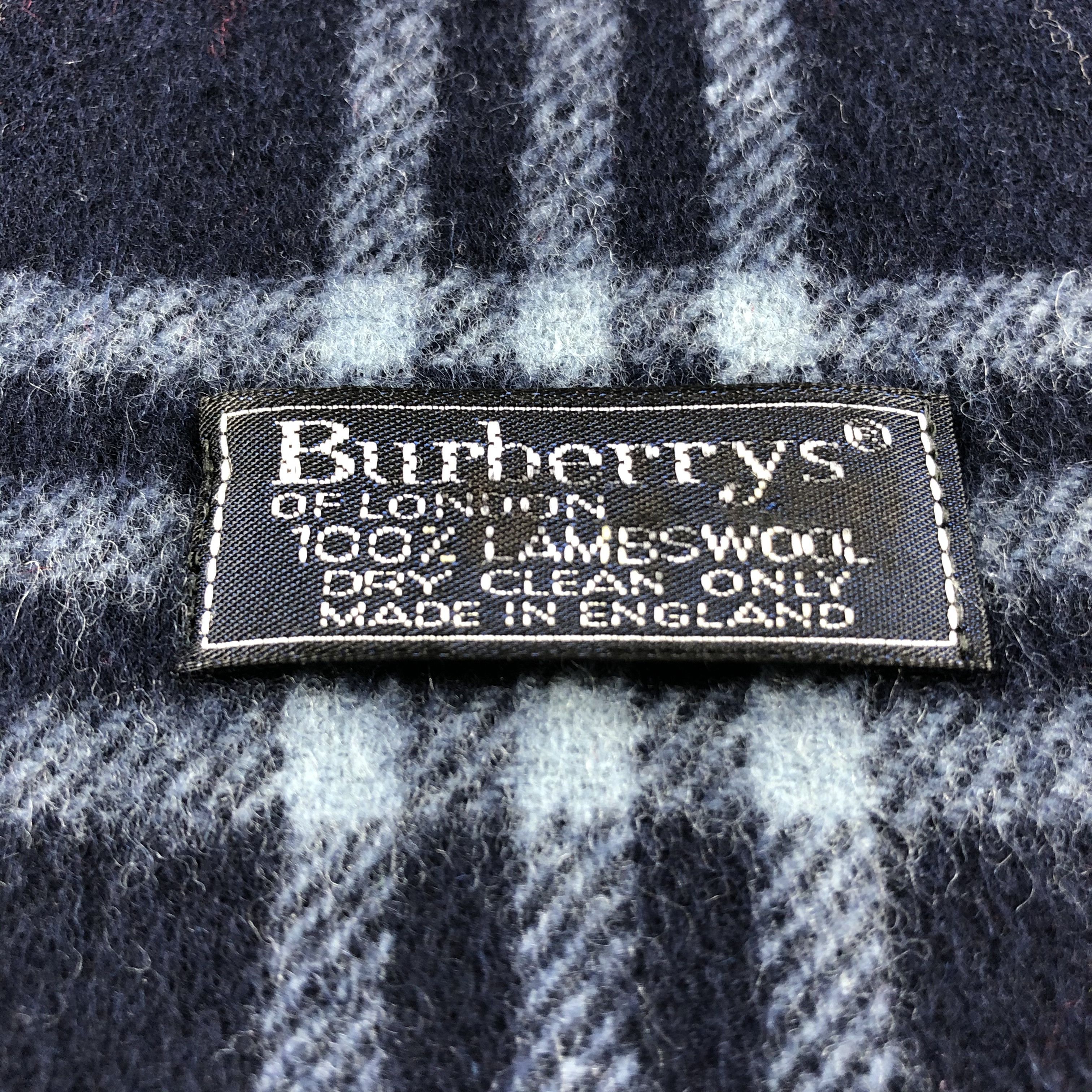 Burberry Burberrys Nova Check Blue Wool Scarf Muffler V695 Size ONE SIZE - 4 Thumbnail