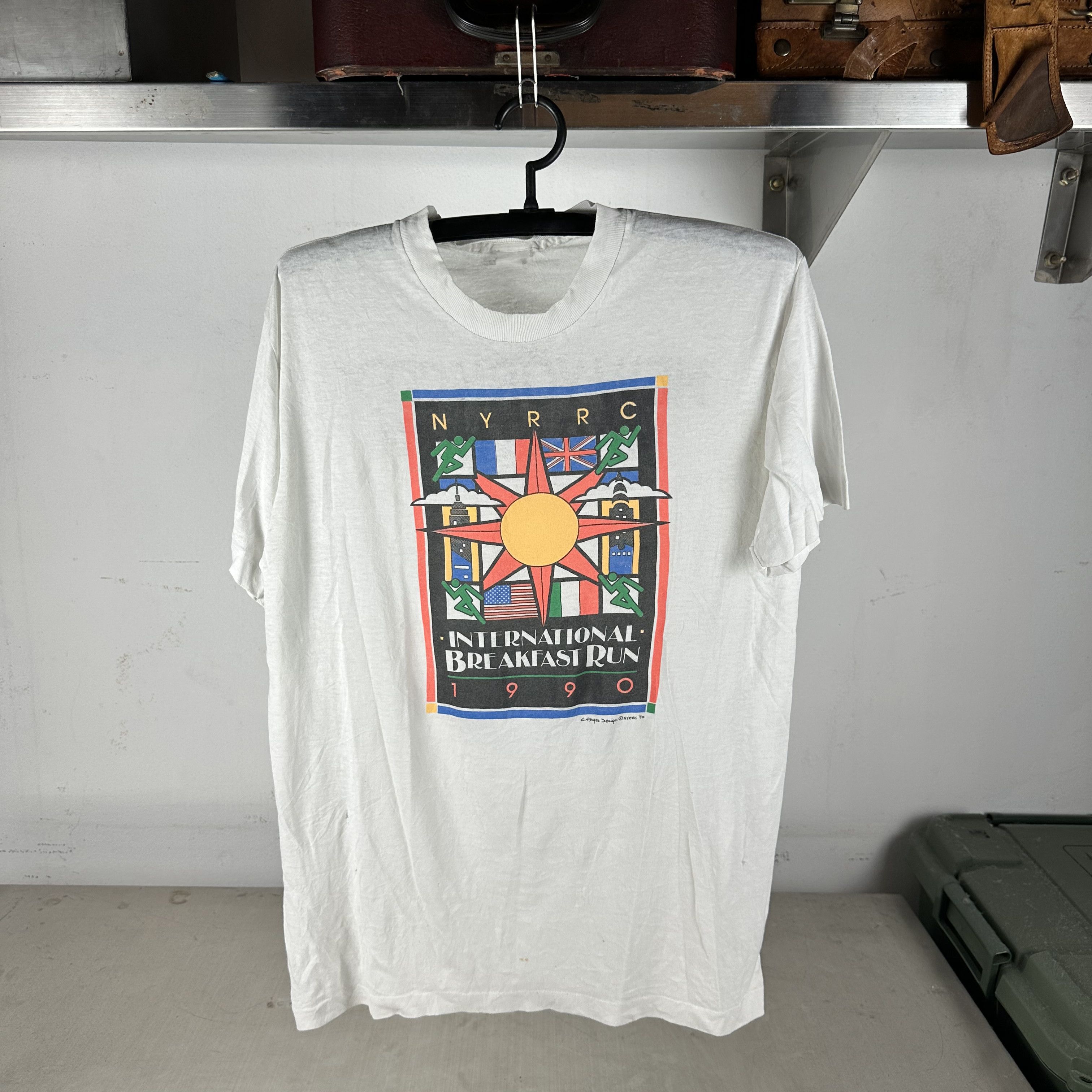 Vintage Vintage 1990 NYRRC New York City Marathon Running T-Shirt Size US M / EU 48-50 / 2 - 1 Thumbnail