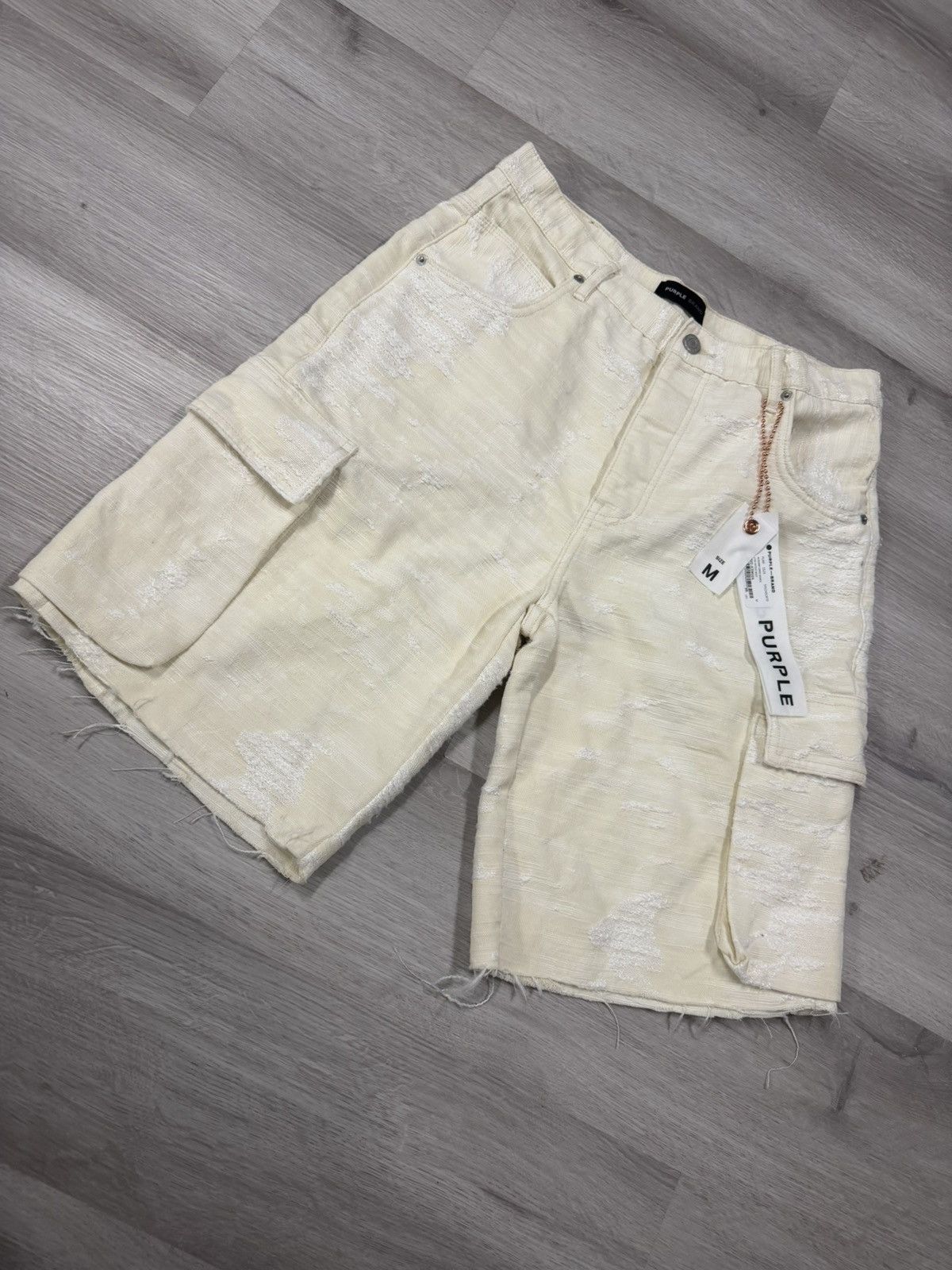 Purple Brand Purple Brand Jacquard Cargo Shorts Antique White Size US 32 / EU 48 - 1 Thumbnail